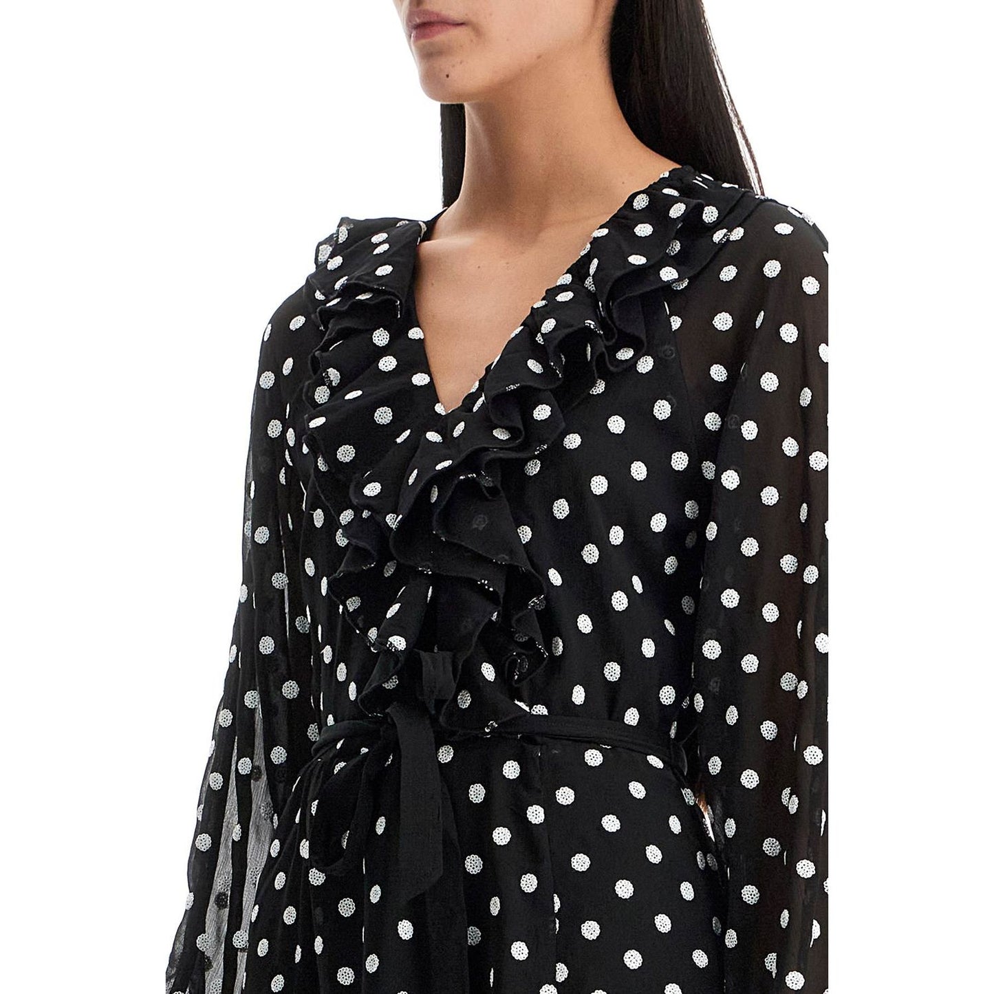 Rotate chiffon mini dress with sequ