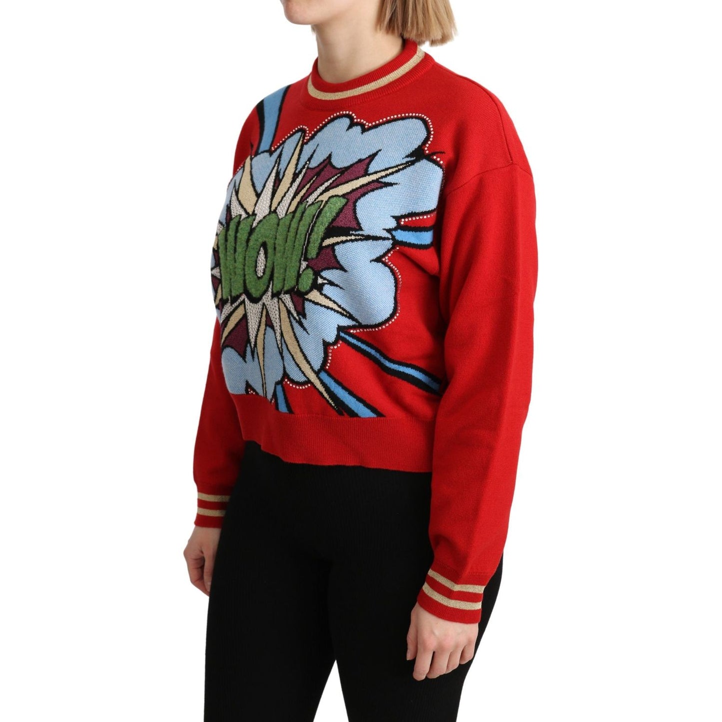 Dolce & Gabbana Radiant Red Cartoon Motive Cashmere Sweater Dolce & Gabbana Black