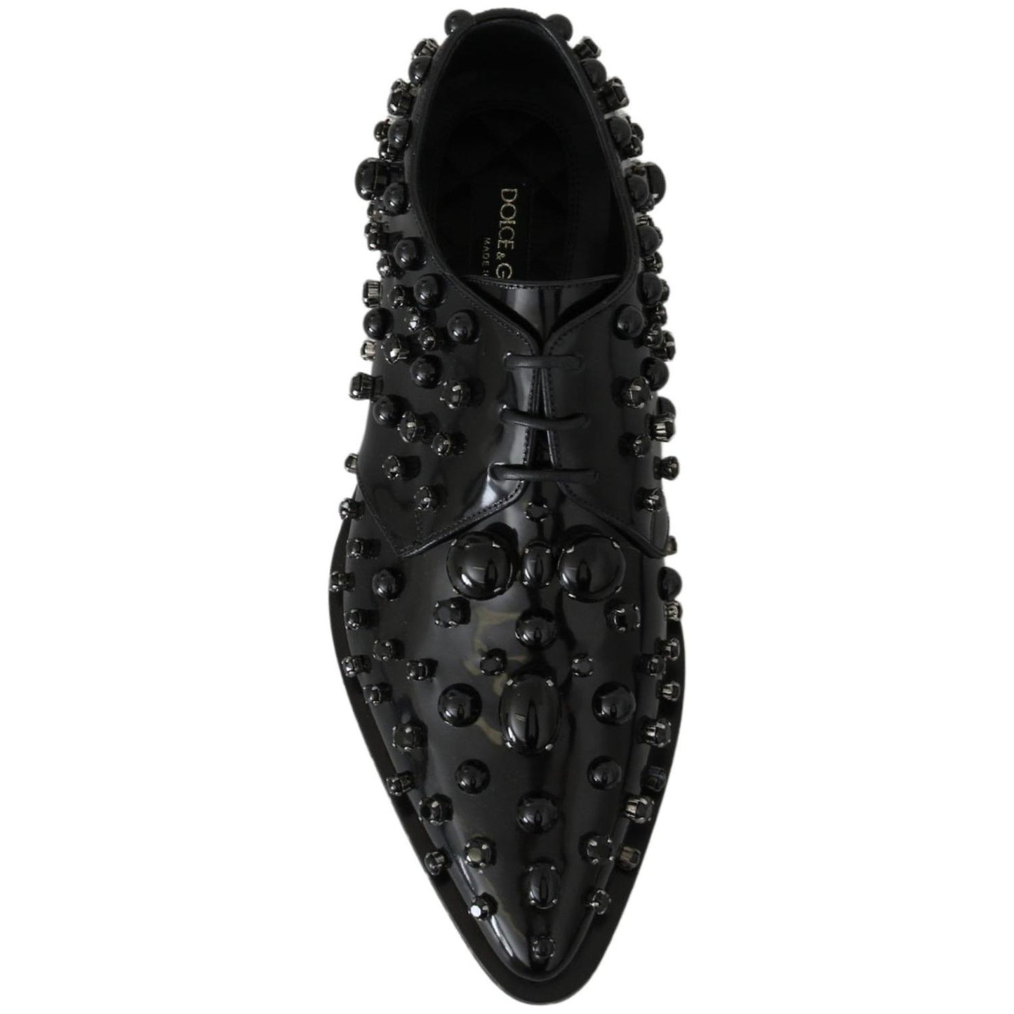 Dolce & Gabbana Elegant Black Crystal Leather Dress Shoes Dolce & Gabbana Black