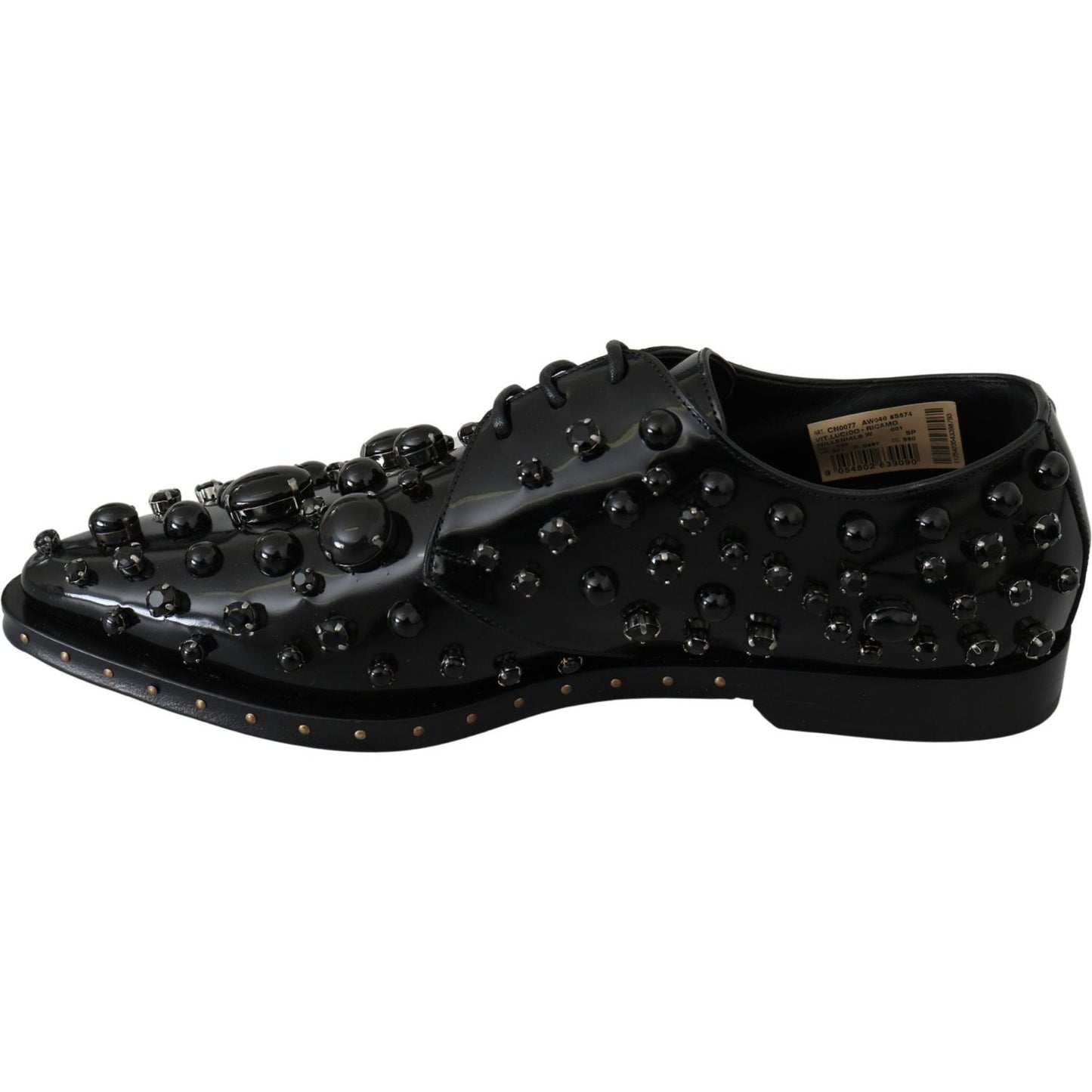 Dolce & Gabbana Elegant Black Dress Shoes with Crystals Dolce & Gabbana Black