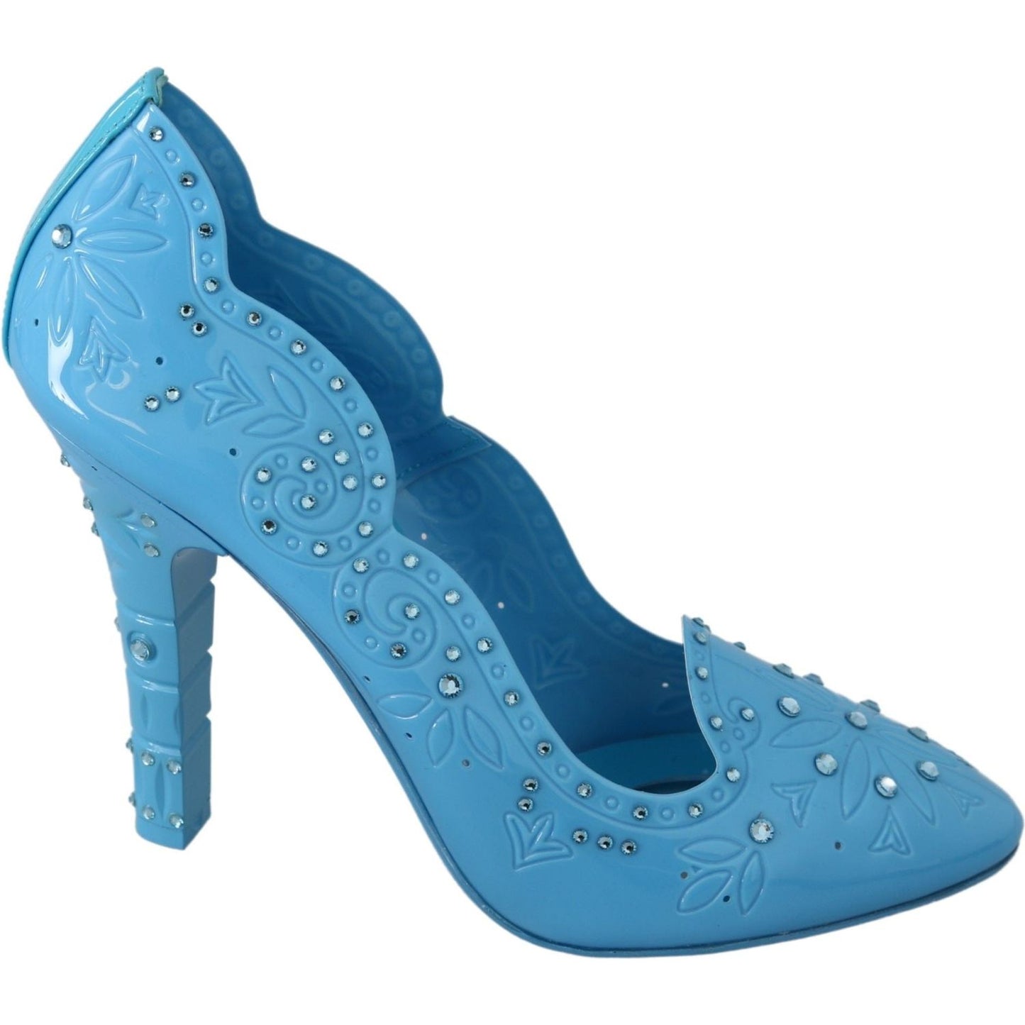 Dolce & Gabbana Crystal Embellished Blue Cinderella Pumps Dolce & Gabbana Steel Blue
