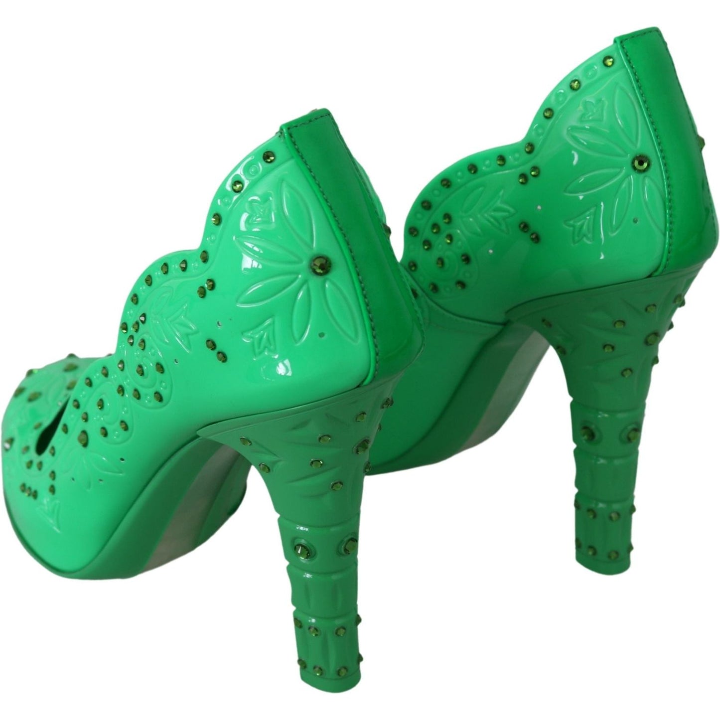 Dolce & Gabbana Enchanting Crystal Cinderella Pumps in Lush Green Dolce & Gabbana Sea Green
