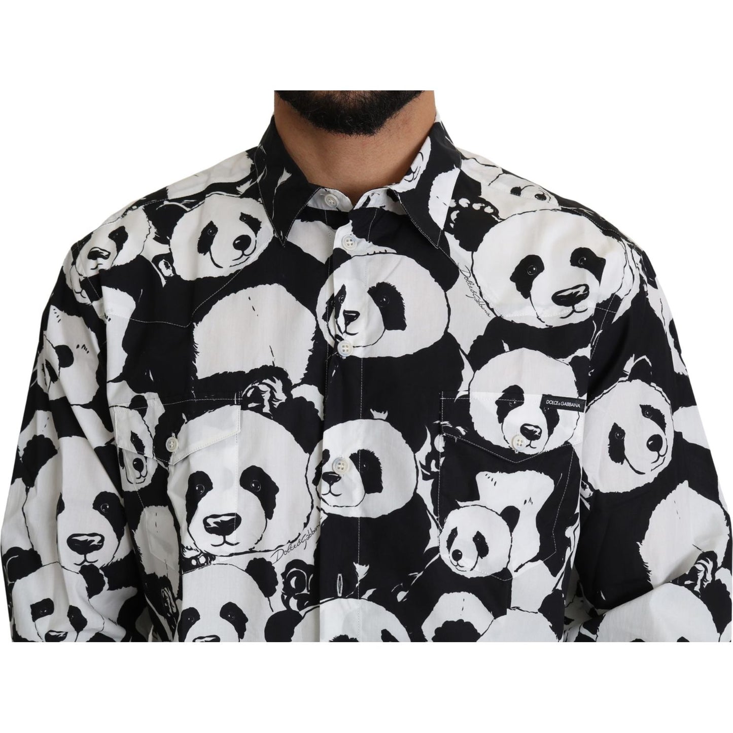Dolce & Gabbana Panda Print Pure Cotton Shirt - Black White Dolce & Gabbana Black