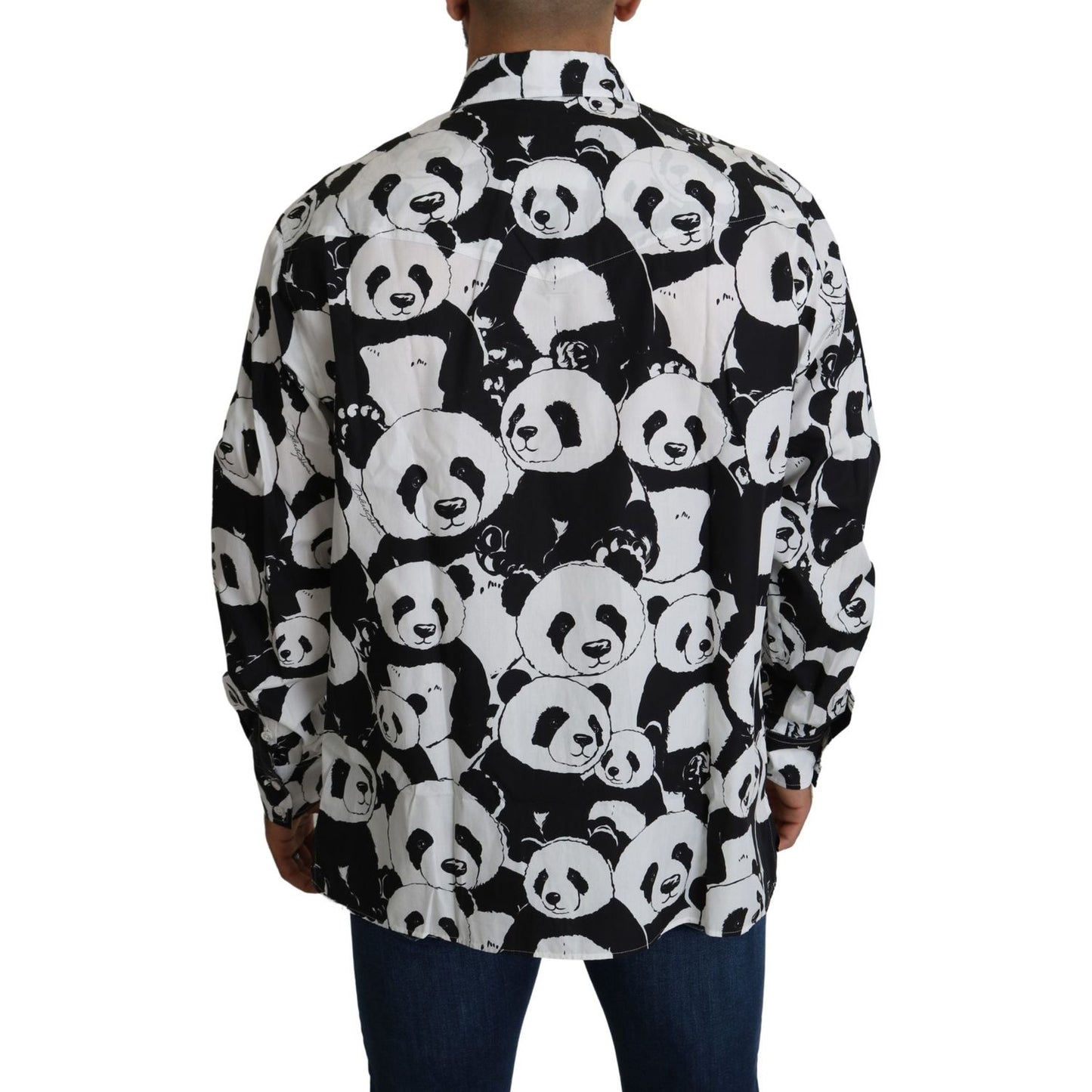 Dolce & Gabbana Panda Print Pure Cotton Shirt - Black White Dolce & Gabbana Gray