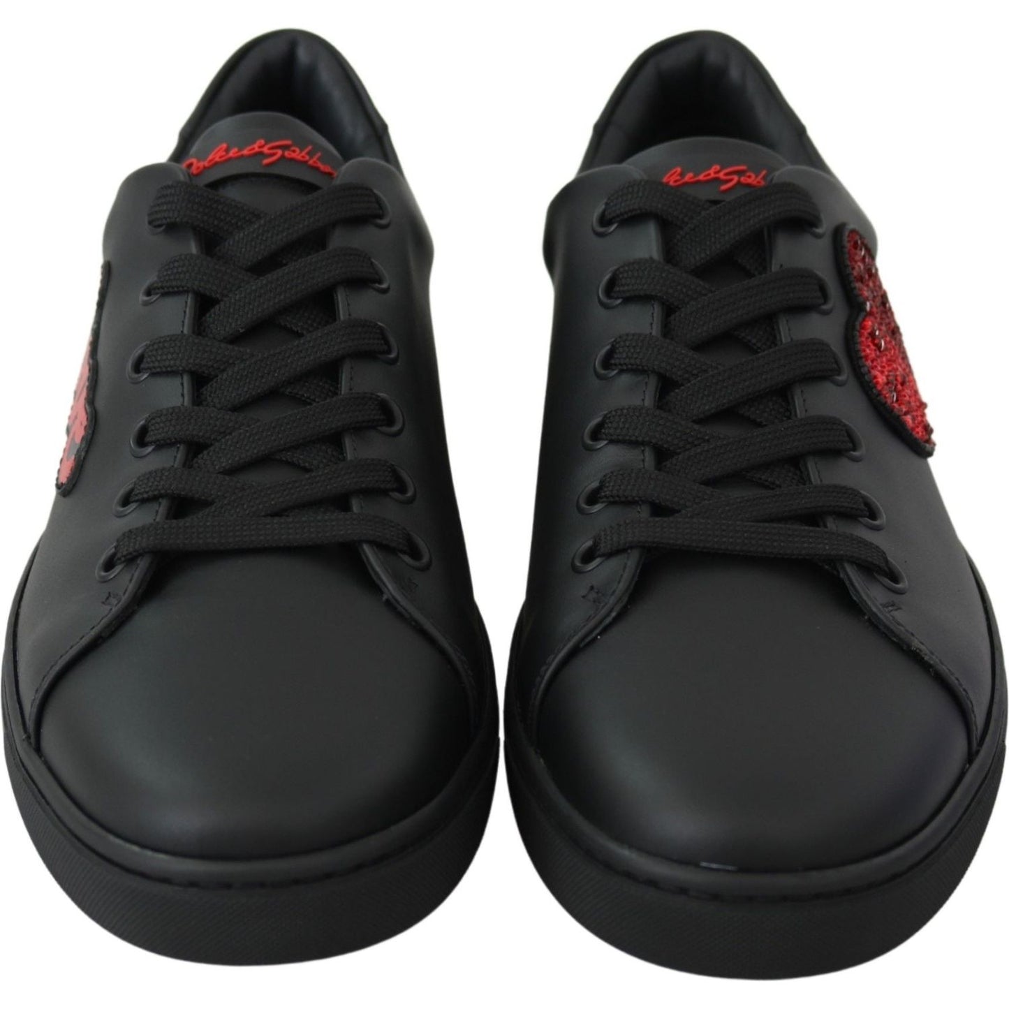 Dolce & Gabbana Elegant Leather Sneakers with Red Accents Dolce & Gabbana Dark Slate Gray