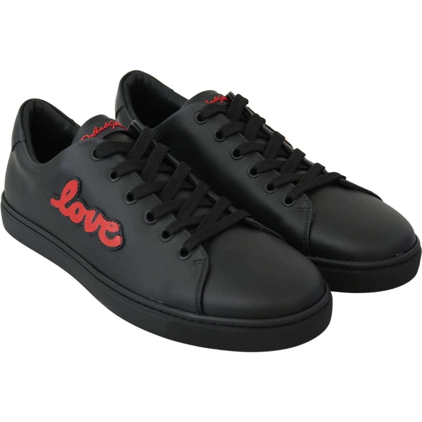 Dolce & Gabbana Elegant Leather Sneakers with Red Accents Dolce & Gabbana Dark Slate Gray