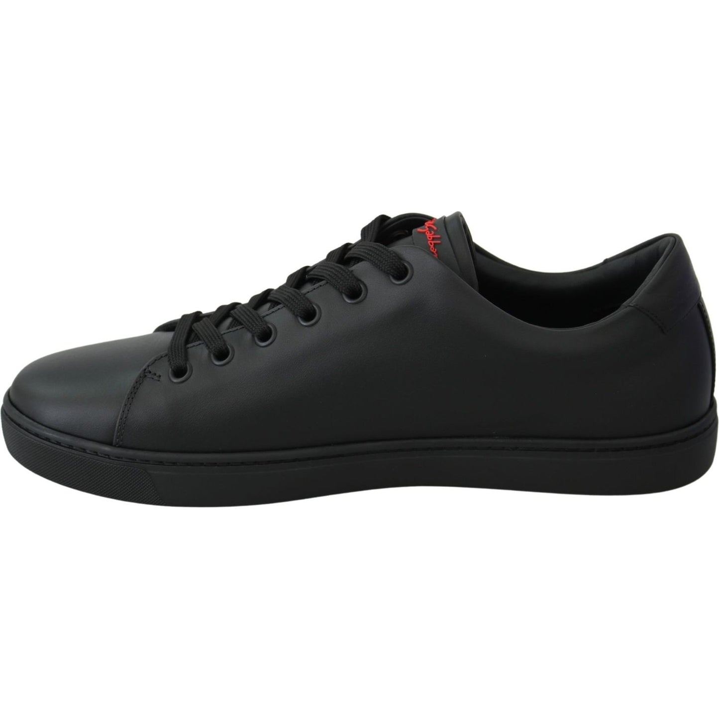 Dolce & Gabbana Elegant Leather Sneakers with Red Accents Dolce & Gabbana Dark Slate Gray