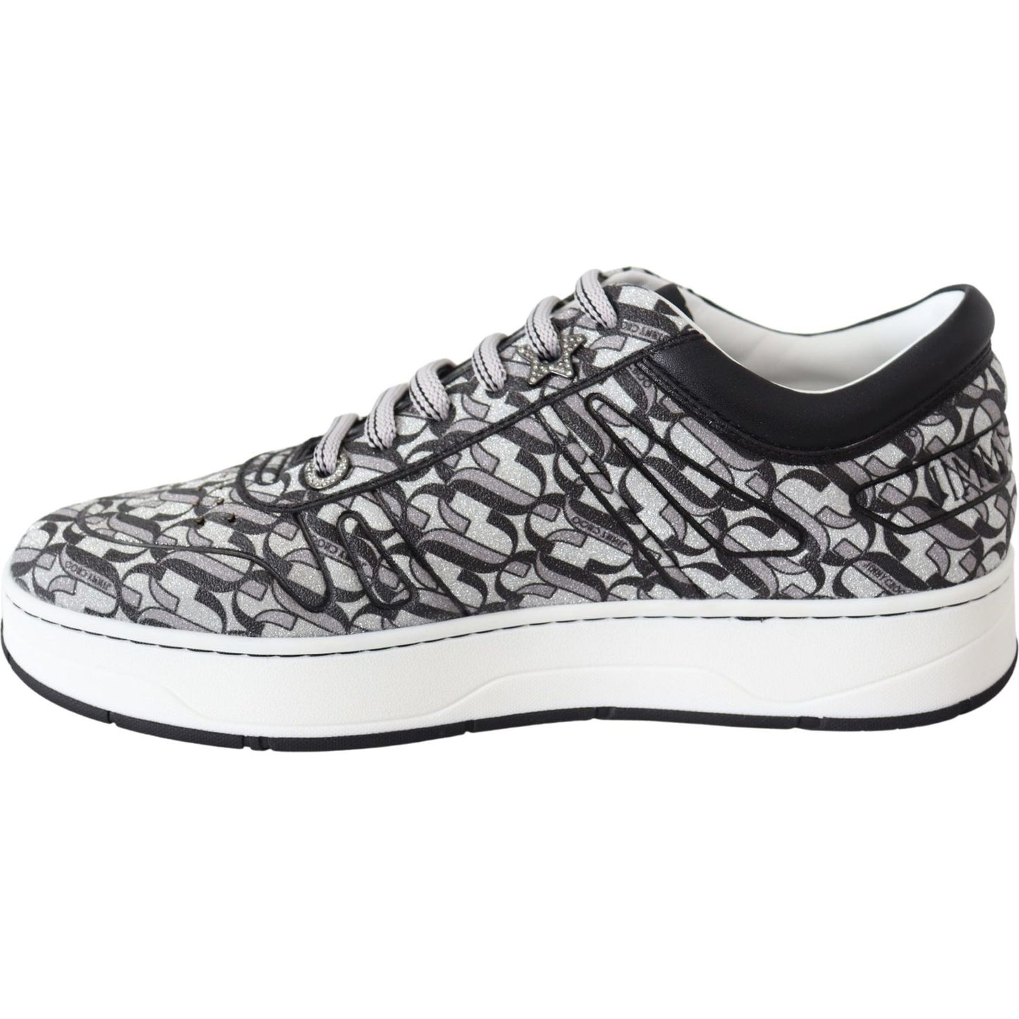 Jimmy Choo Glittering Slip-On Sneakers - Silver and Black Jimmy Choo Dark Slate Gray