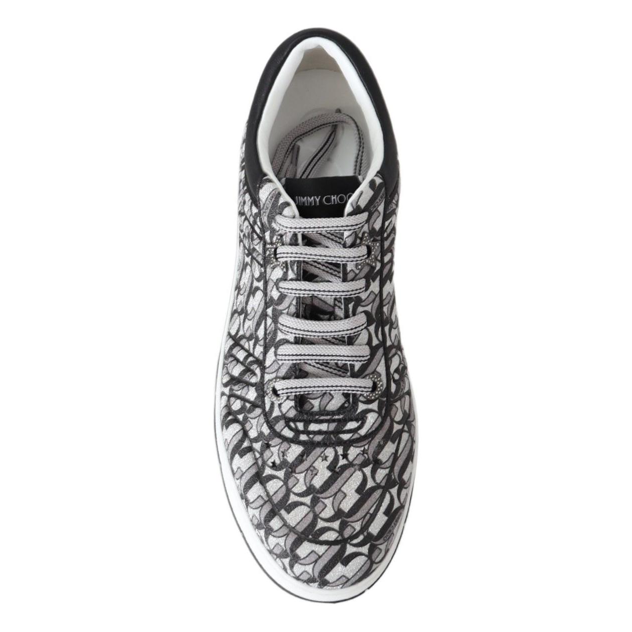 Jimmy Choo Glittering Slip-On Sneakers - Silver and Black Jimmy Choo Dark Gray
