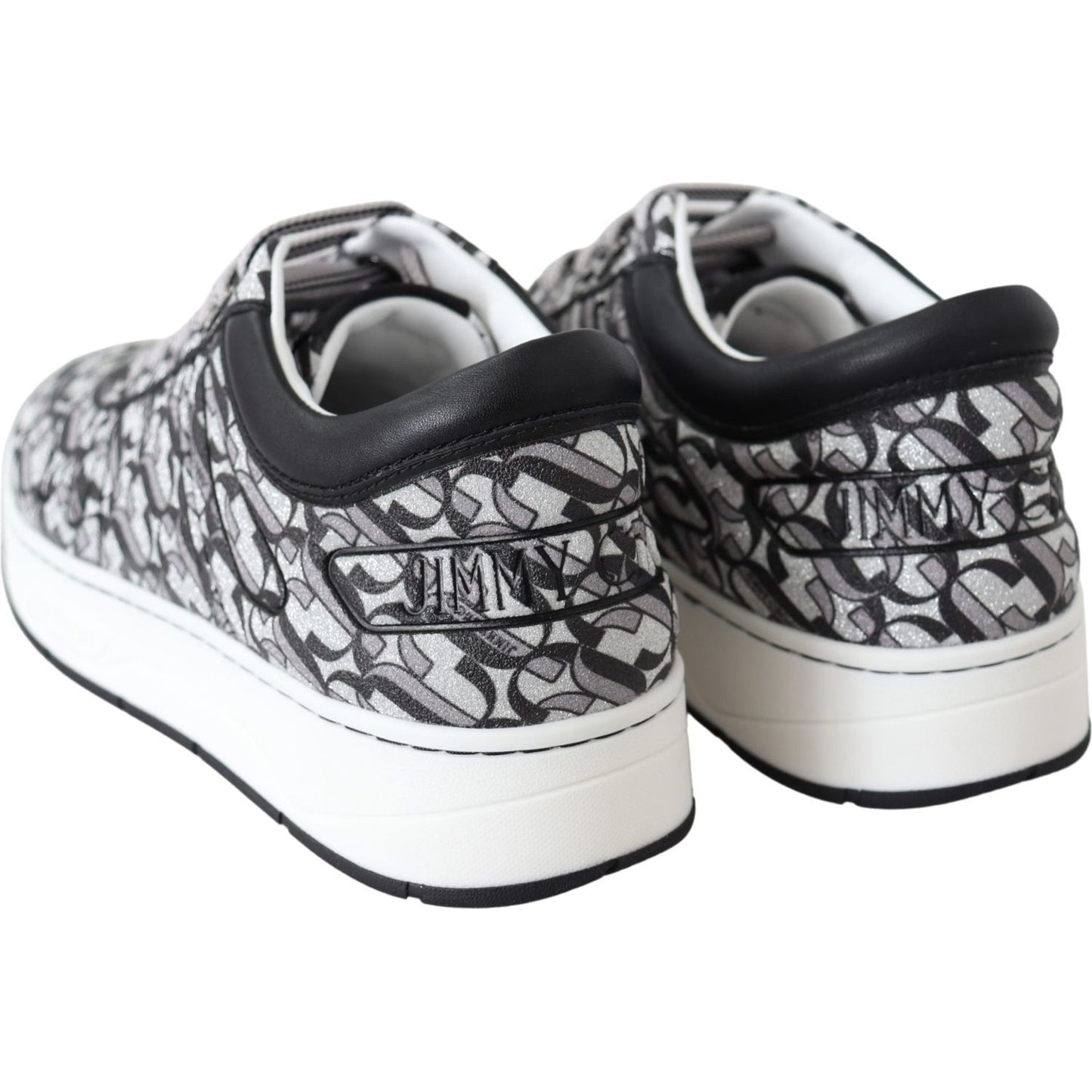 Jimmy Choo Glittering Slip-On Sneakers - Silver and Black Jimmy Choo Light Gray