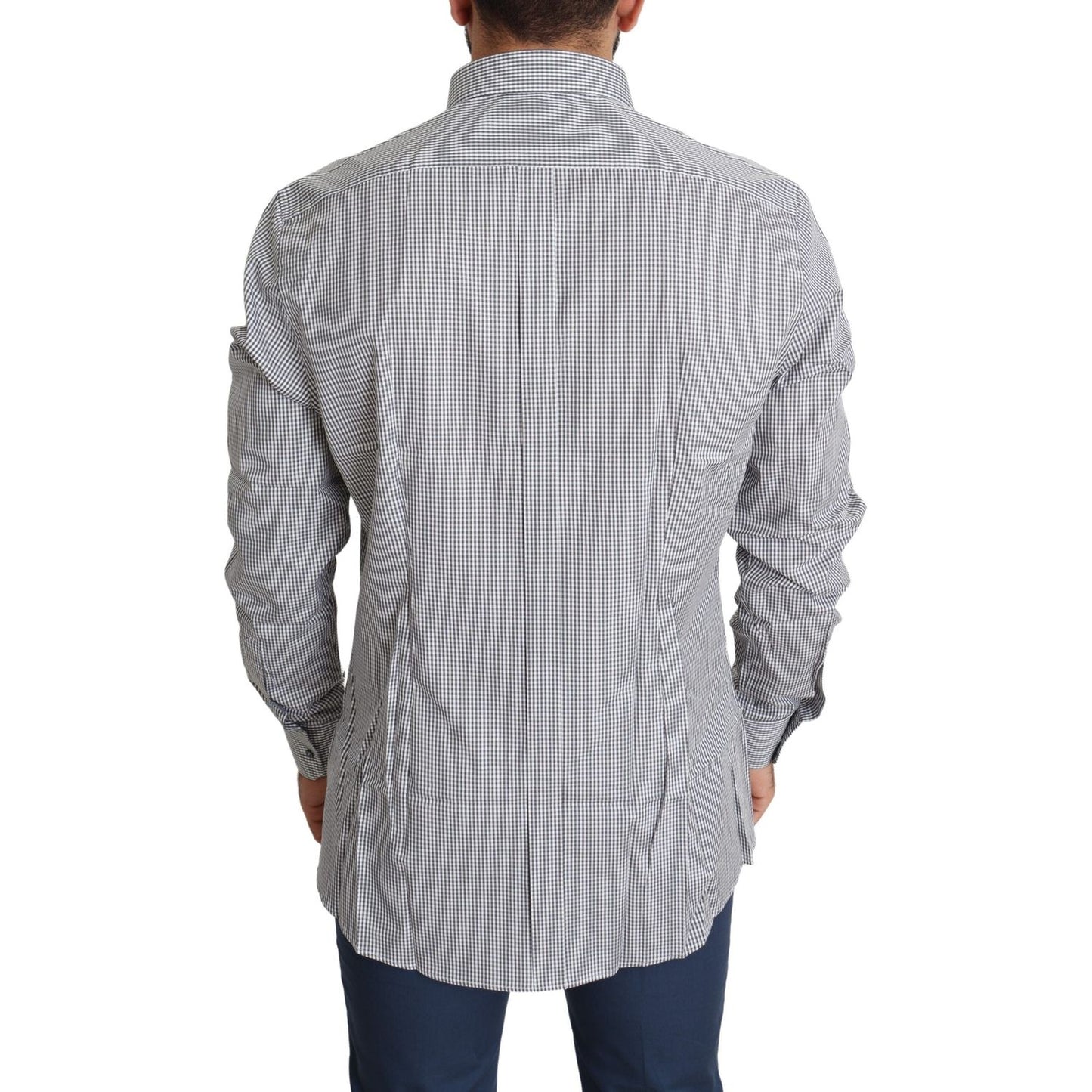 Dolce & Gabbana Checkered Slim Fit Cotton Dress Shirt Dolce & Gabbana Gray
