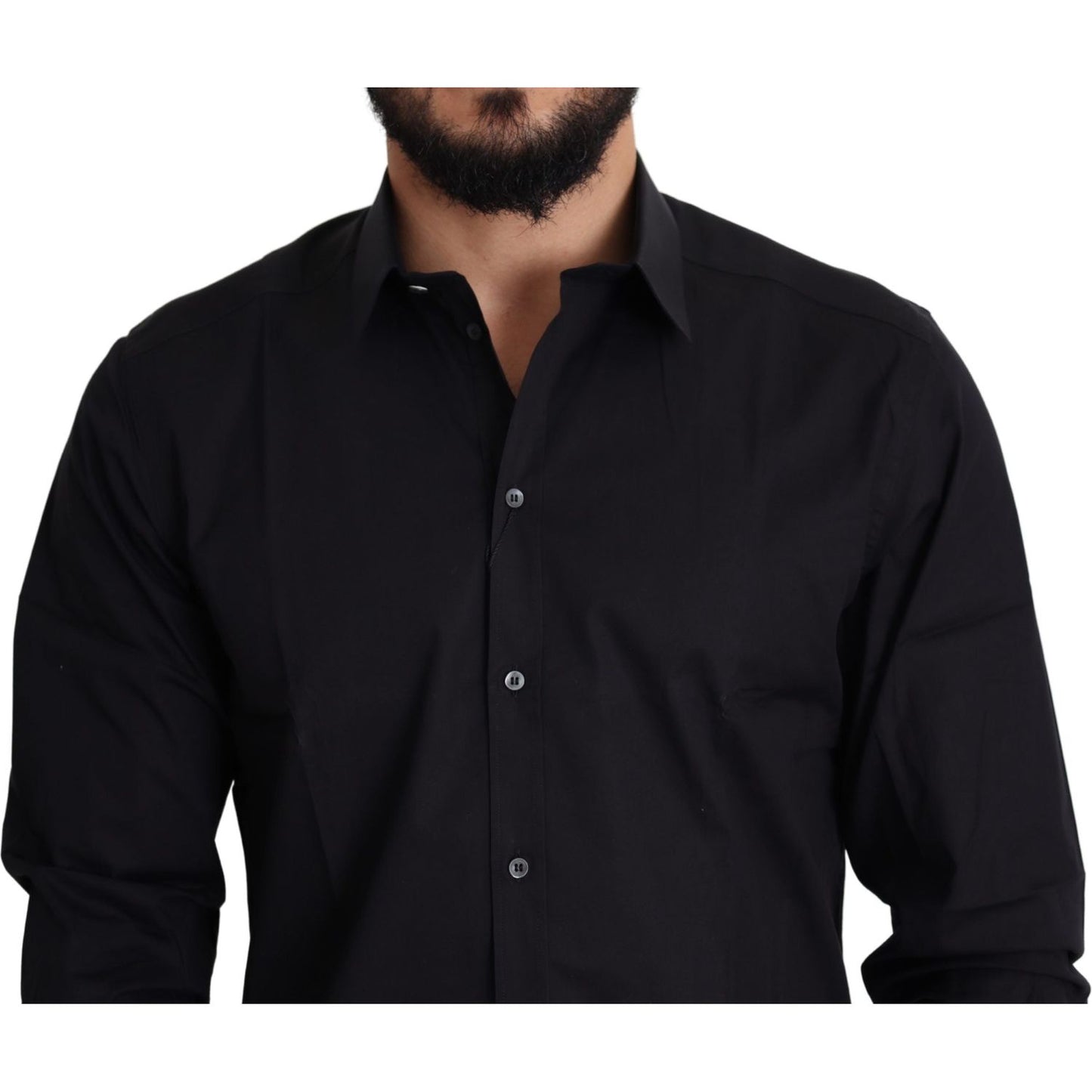 Dolce & Gabbana Elegant Black Cotton Stretch Dress Shirt Dolce & Gabbana Black