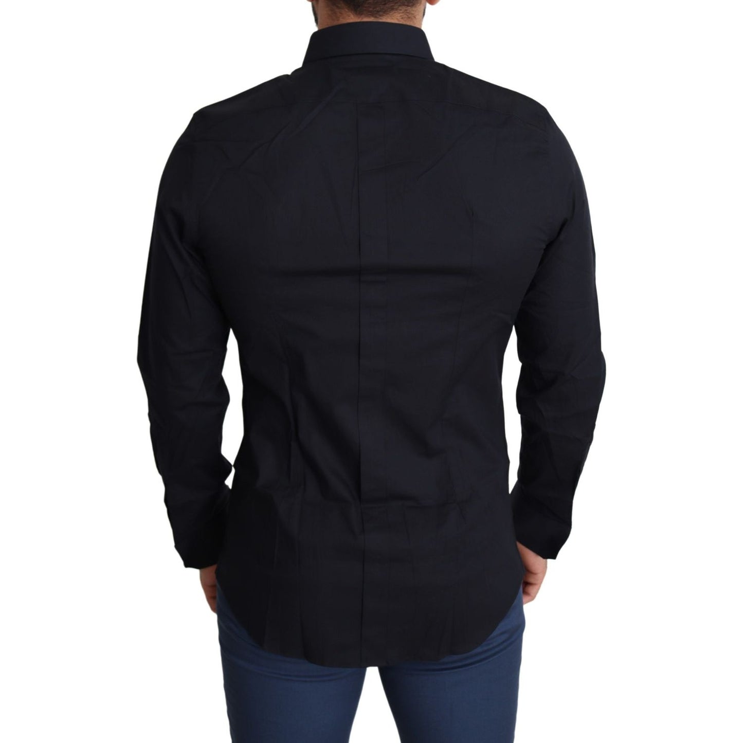 Dolce & Gabbana Sleek Black Slim Fit Cotton Stretch Dress Shirt Dolce & Gabbana Black