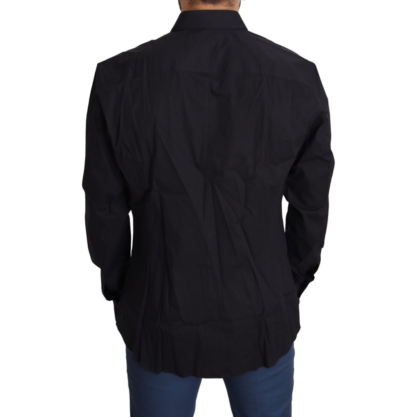 Dolce & Gabbana Elegant Slim Fit Black Dress Shirt Dolce & Gabbana Black