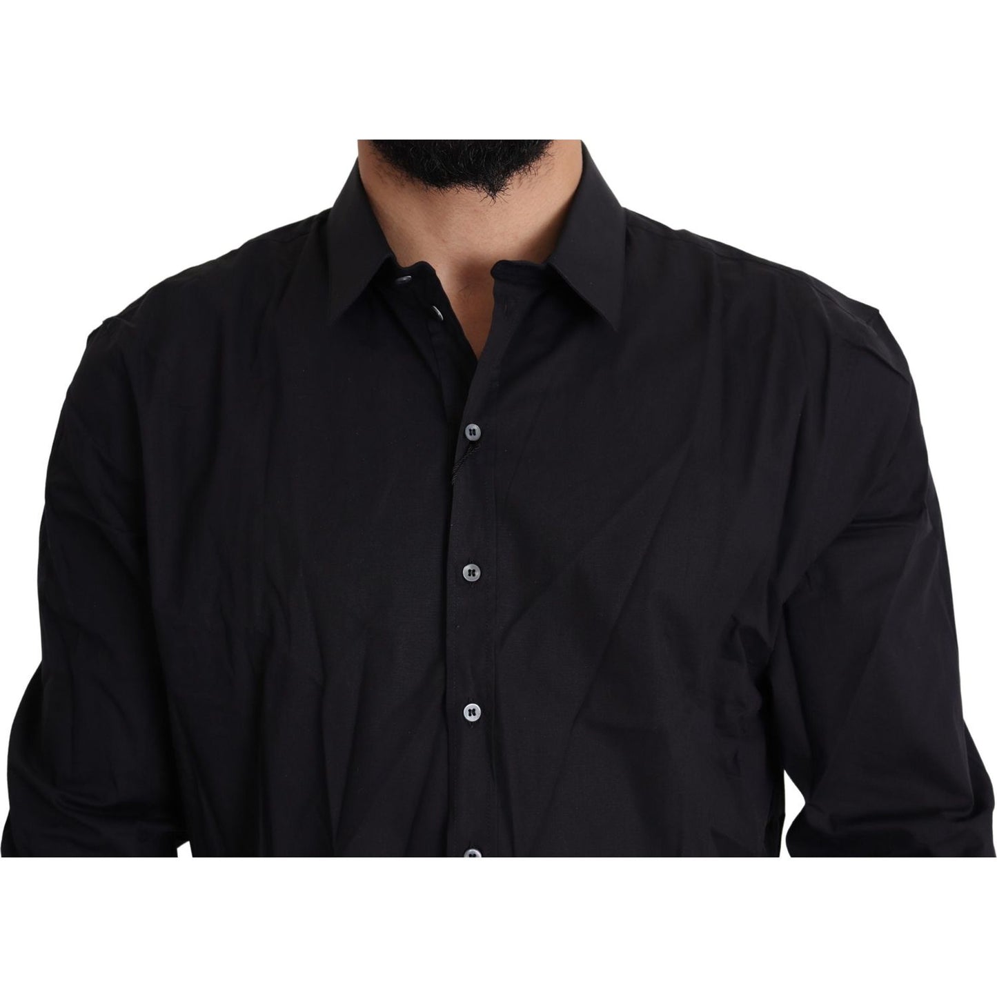 Dolce & Gabbana Elegant Slim Fit Black Dress Shirt Dolce & Gabbana Black
