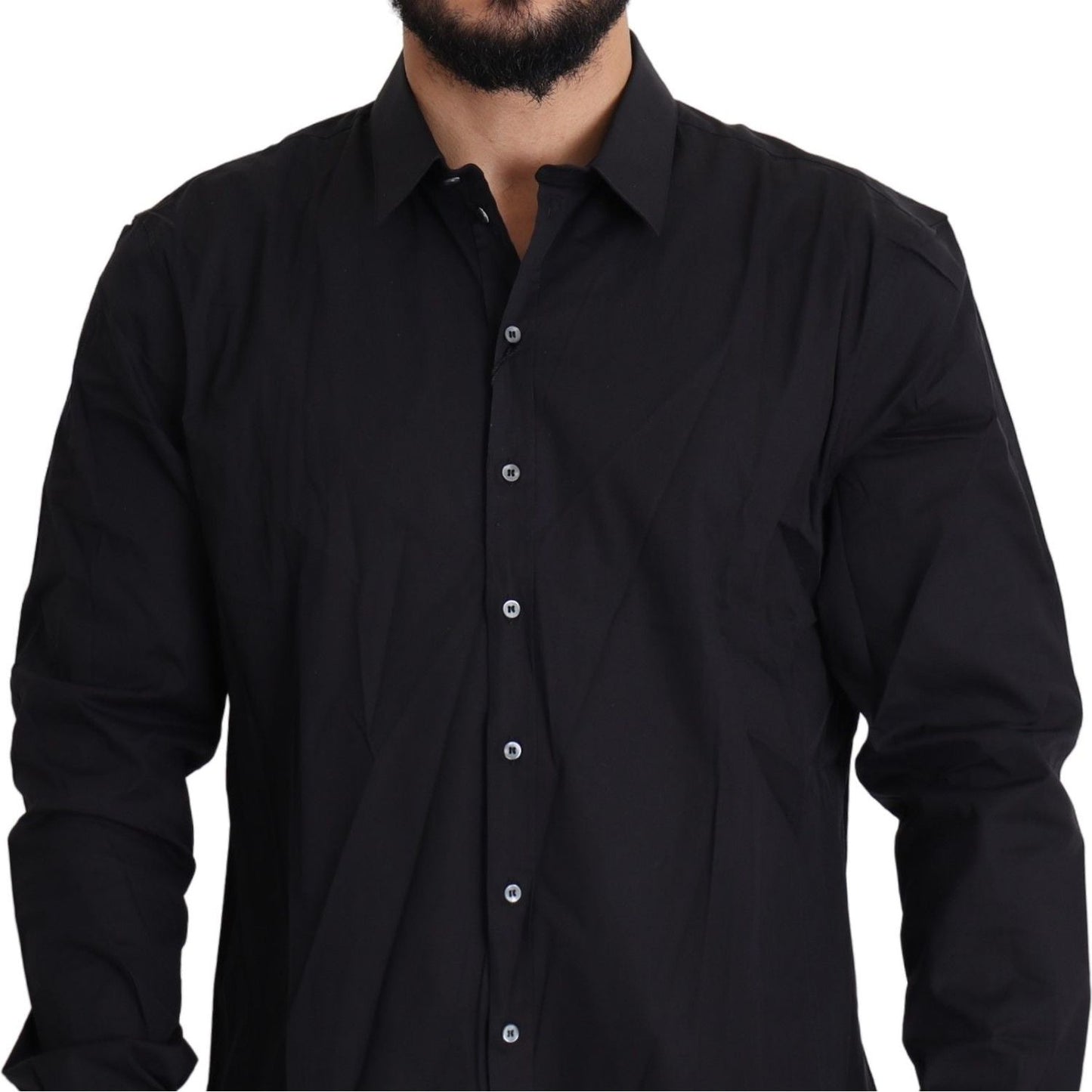 Dolce & Gabbana Elegant Slim Fit Black Dress Shirt Dolce & Gabbana Black