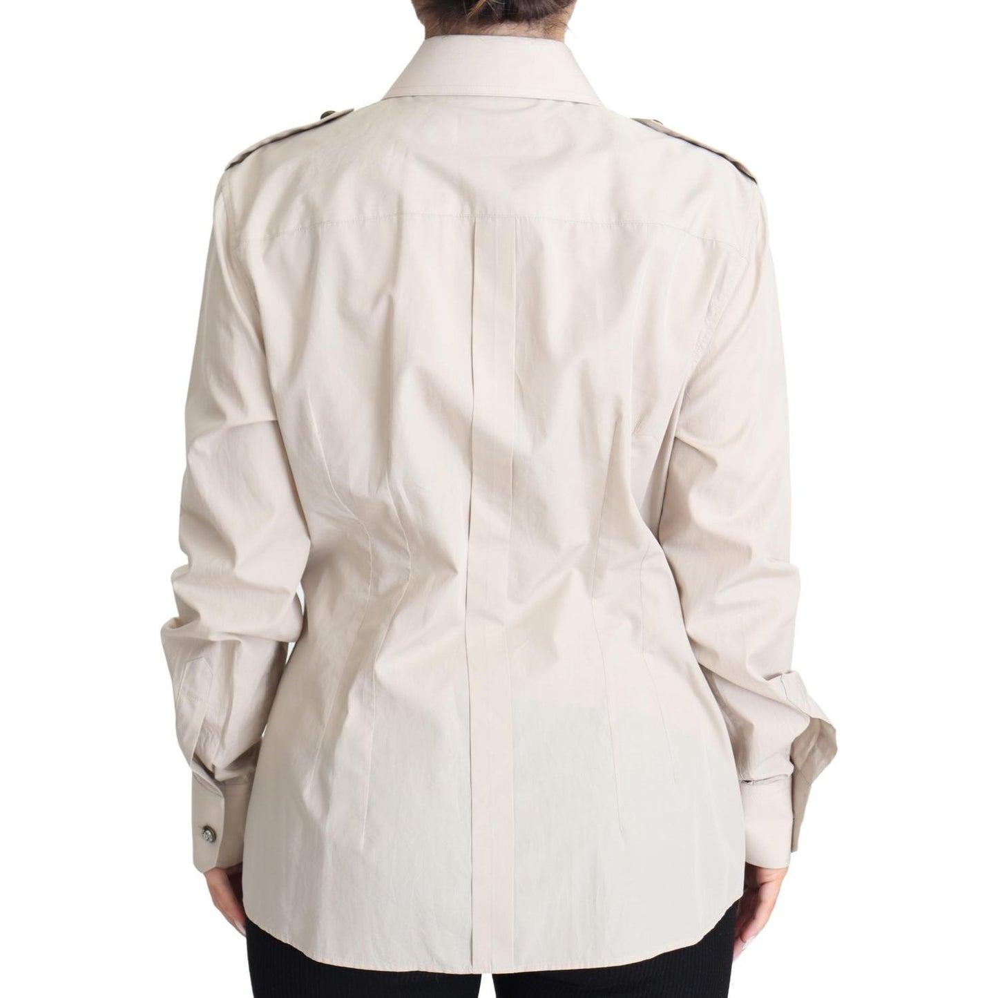 Dolce & Gabbana Elegant Beige Cotton Safari Shirt Dolce & Gabbana Light Gray