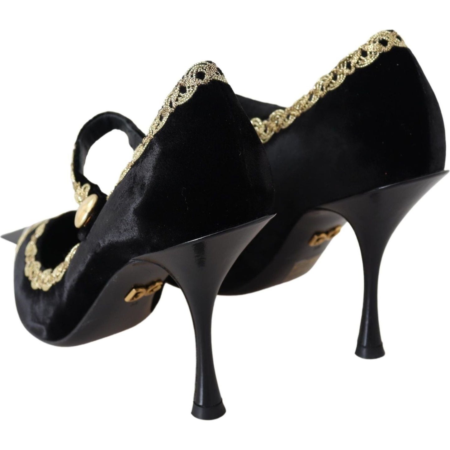 Dolce & Gabbana Elegant Velvet Patent Embroidered Pumps Dolce & Gabbana Black
