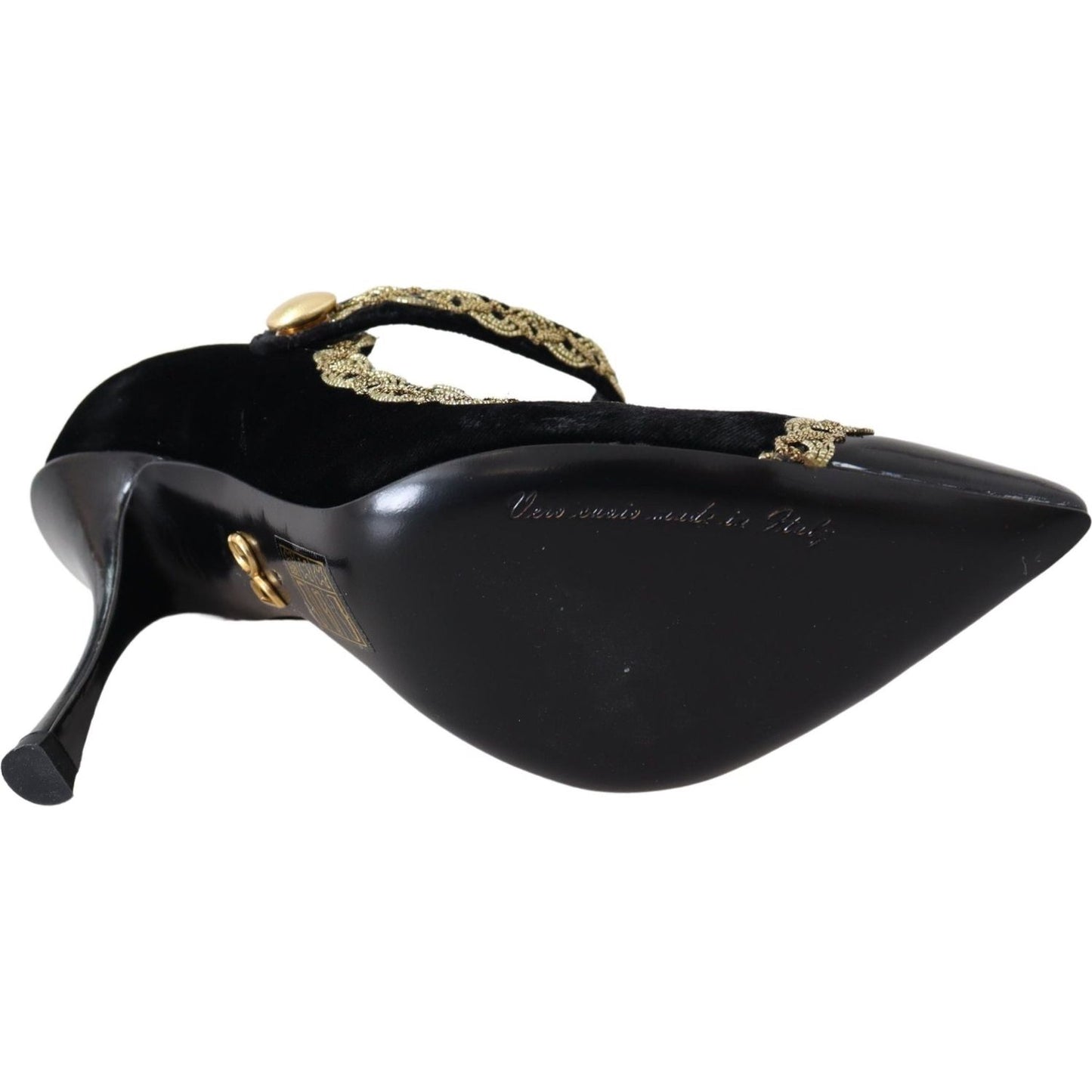 Dolce & Gabbana Elegant Velvet Patent Embroidered Pumps Dolce & Gabbana Black