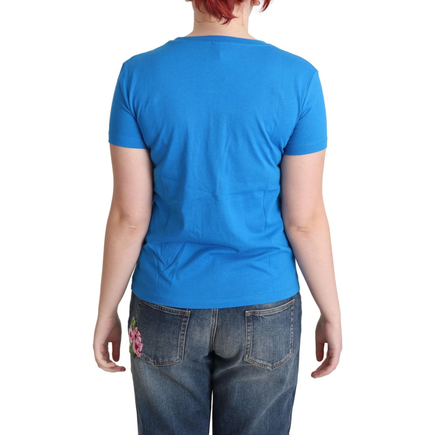 Moschino Chic Alphabet Cotton Tee in Blue Moschino Steel Blue