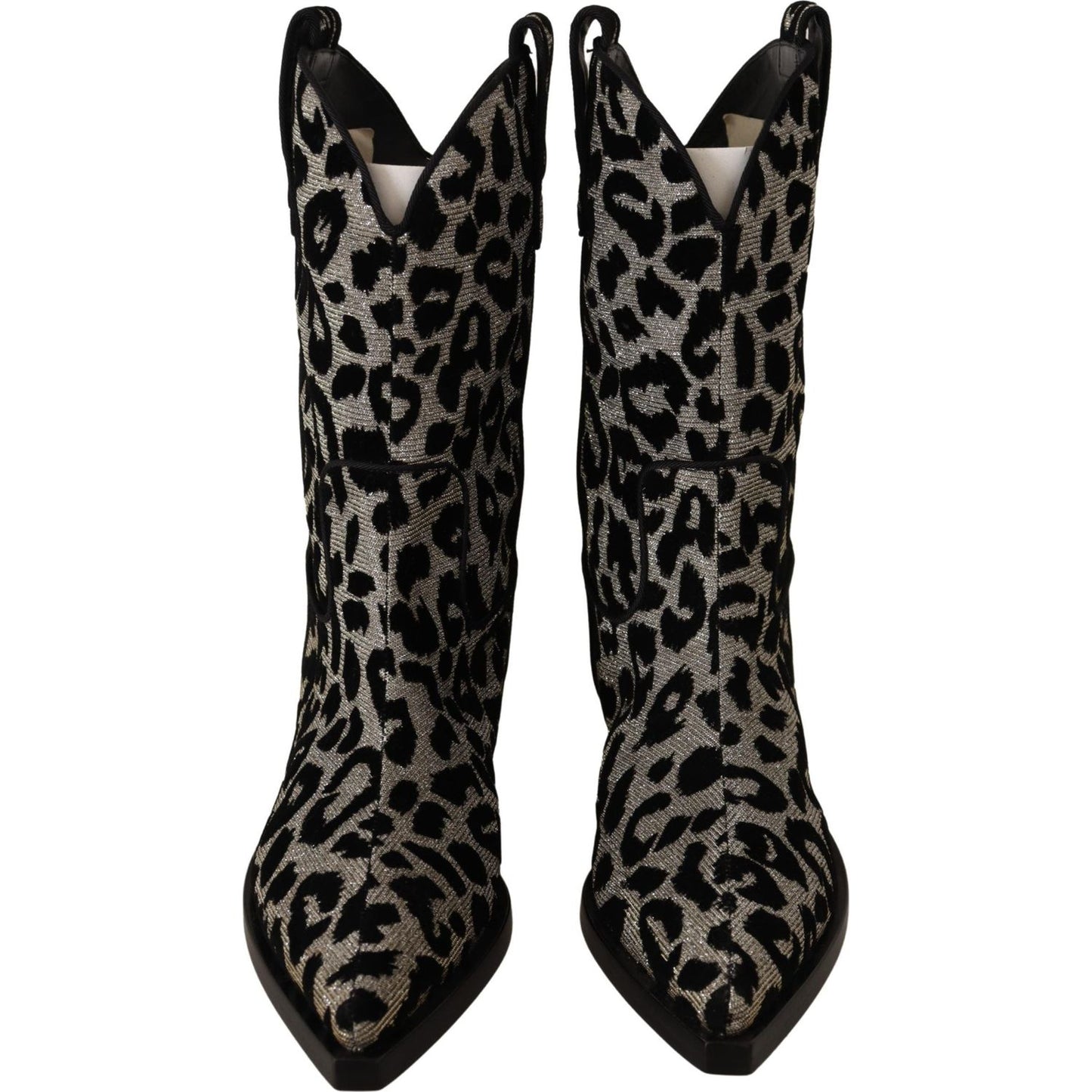 Dolce & Gabbana Elegant Leopard Print Mid Calf Boots Dolce & Gabbana Black
