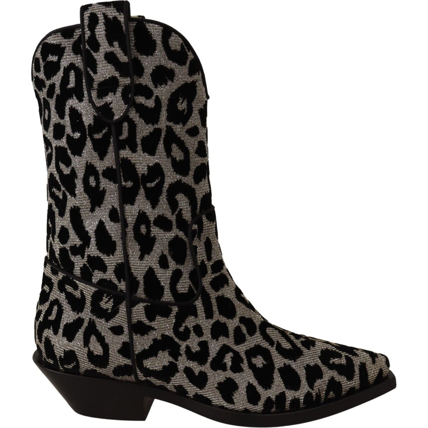Dolce & Gabbana Elegant Leopard Print Mid Calf Boots Dolce & Gabbana Black