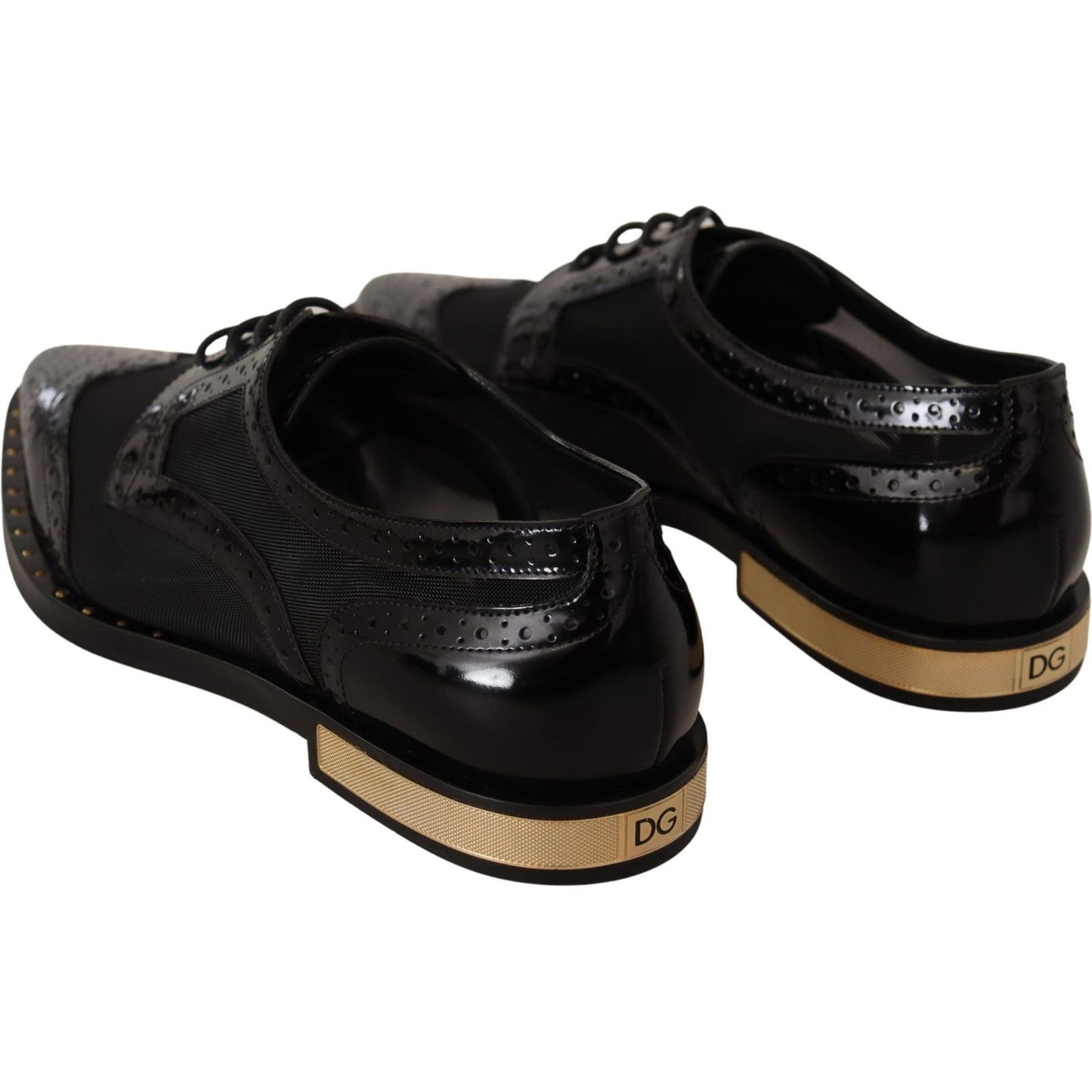 Dolce & Gabbana Elegant Gold-Trimmed Black Oxford Lace-Ups Dolce & Gabbana Black