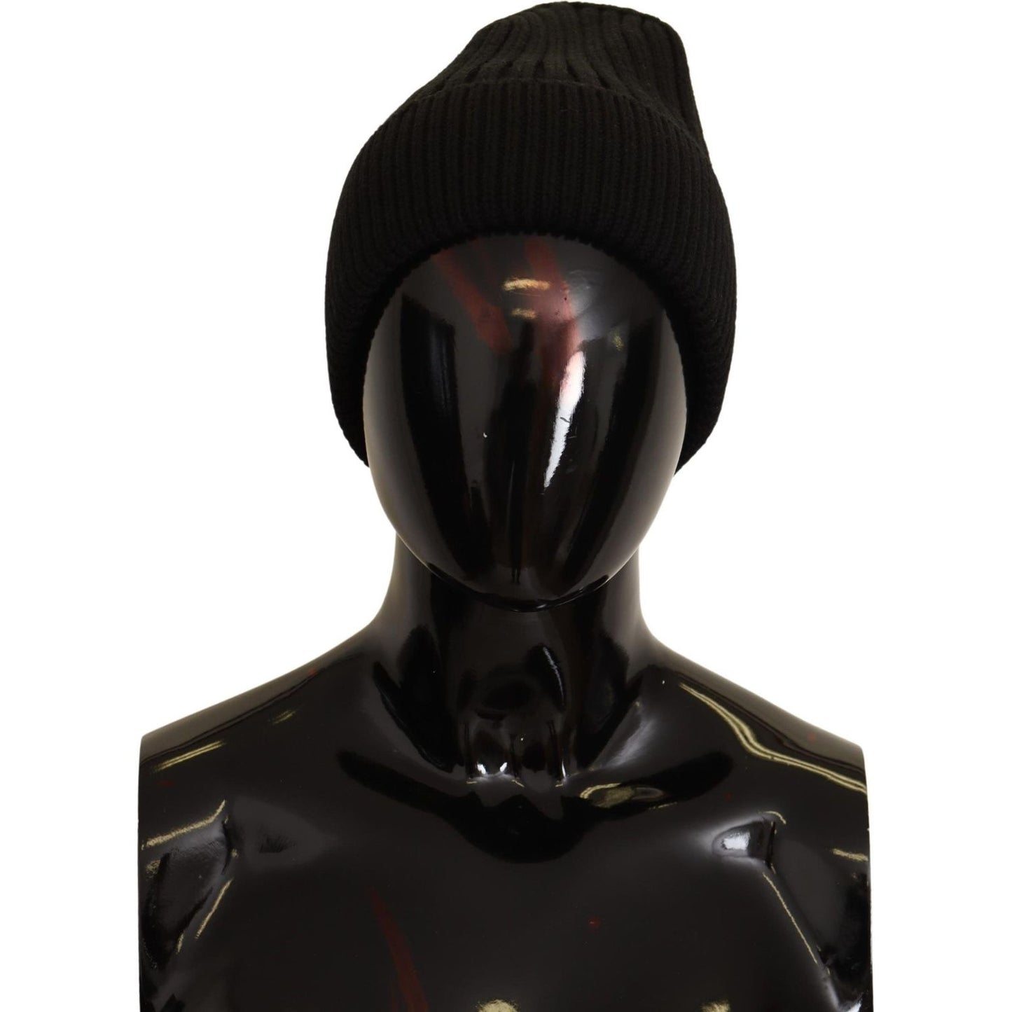 Dolce & Gabbana Elegant Cable Knit Wool Beanie with Fleece Liner Beanie Hat Dolce & Gabbana Black