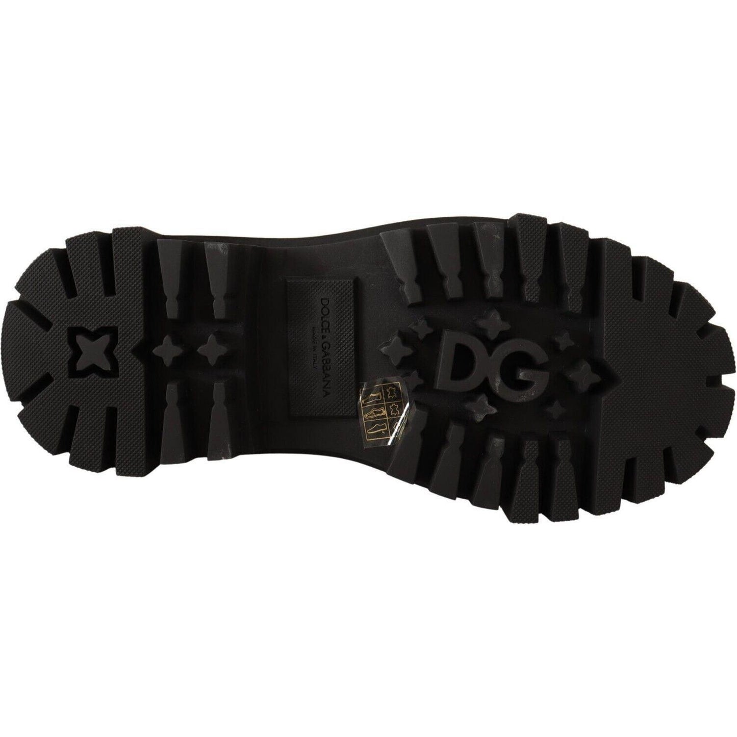 Dolce & Gabbana Studded Leather Combat Boots with Embroidery Dolce & Gabbana Black