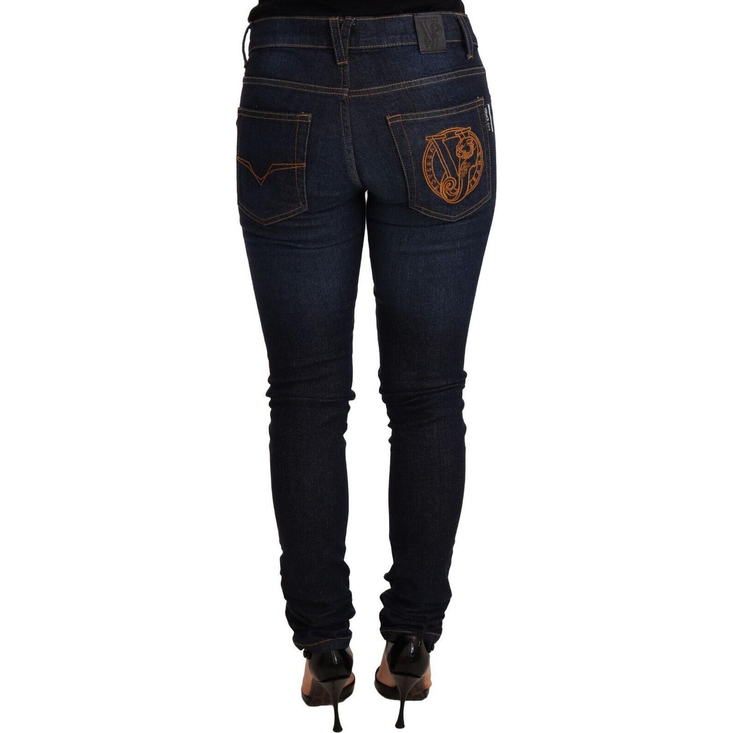 Versace Jeans Elegant Low Waist Skinny Designer Jeans Jeans & Pants Versace Jeans Black