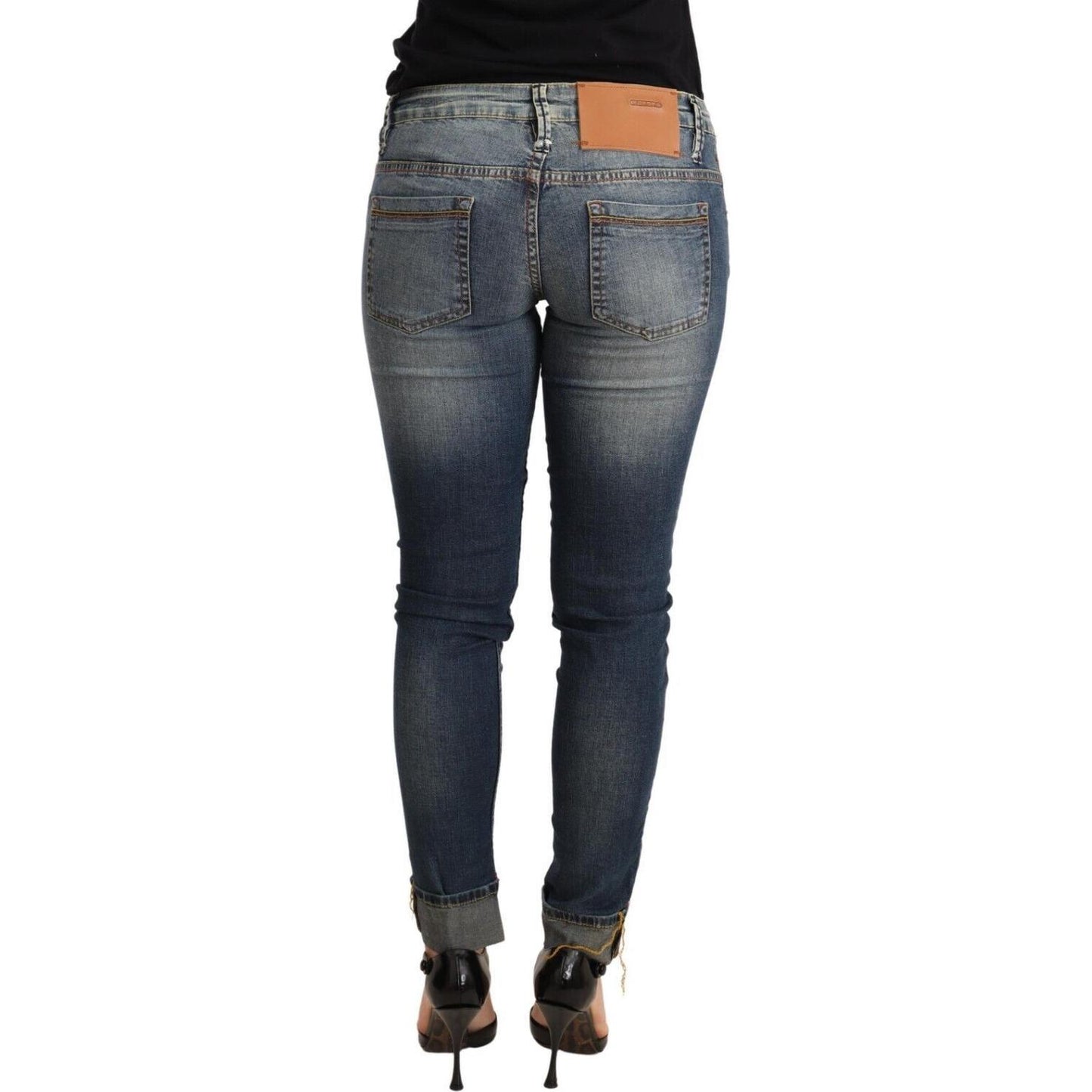 Acht Chic Blue Washed Skinny Denim Jeans & Pants Acht Dark Slate Gray