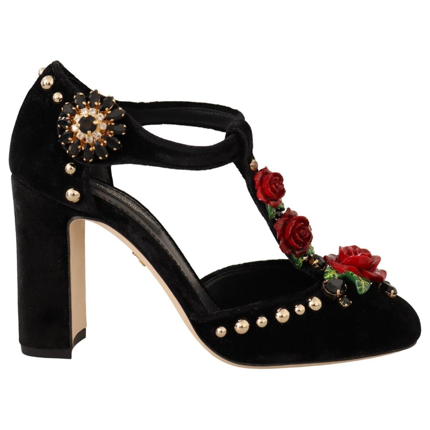 Dolce & Gabbana Elegant Velvet T-Strap Mary Jane Pumps Dolce & Gabbana Black