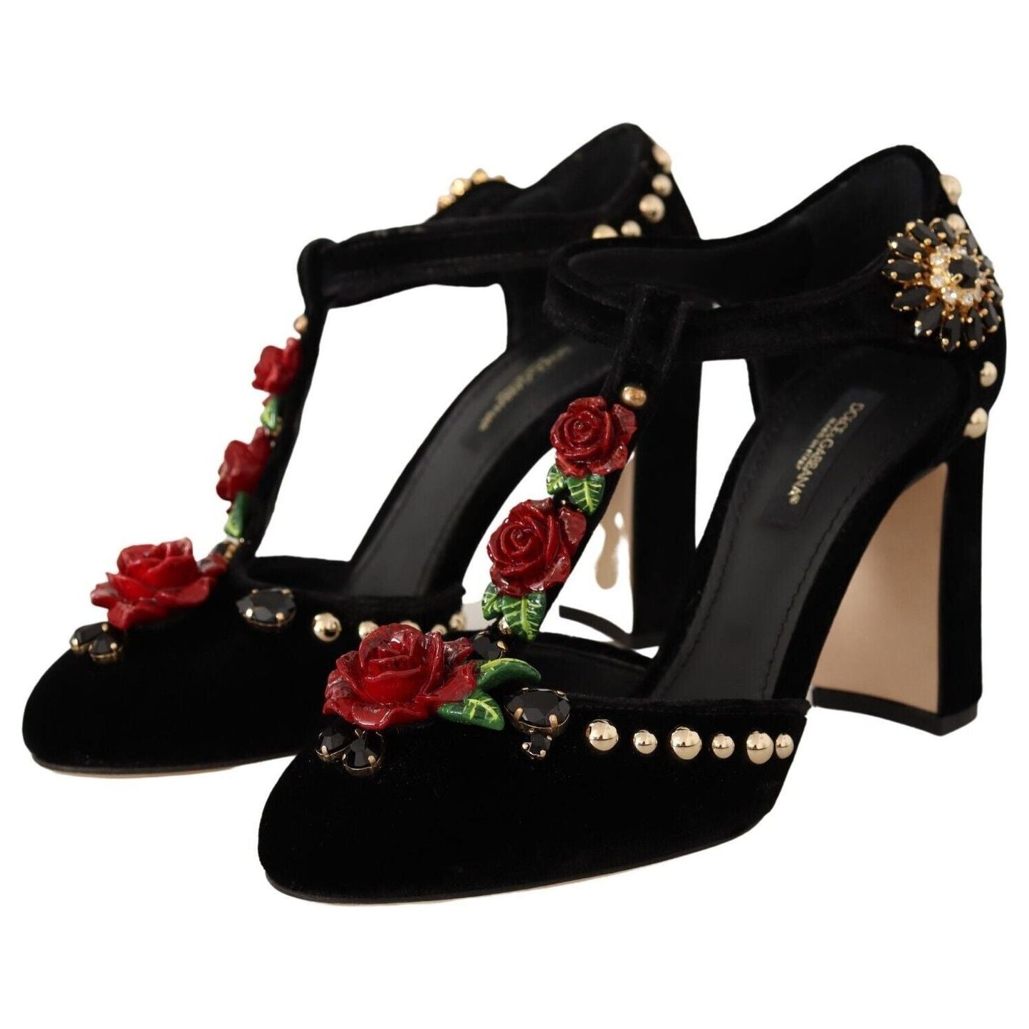 Dolce & Gabbana Elegant Velvet T-Strap Mary Jane Pumps Dolce & Gabbana Black