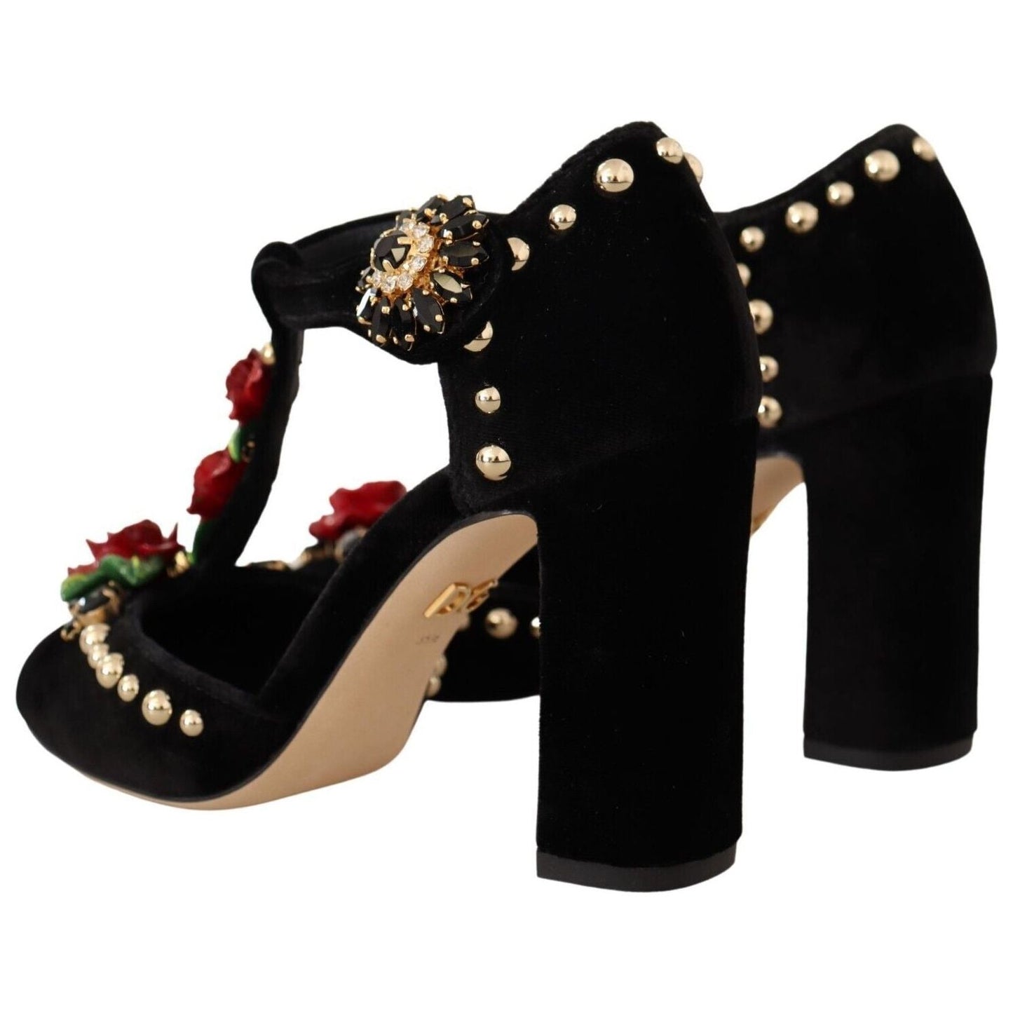 Dolce & Gabbana Elegant Velvet T-Strap Mary Jane Pumps Dolce & Gabbana Tan