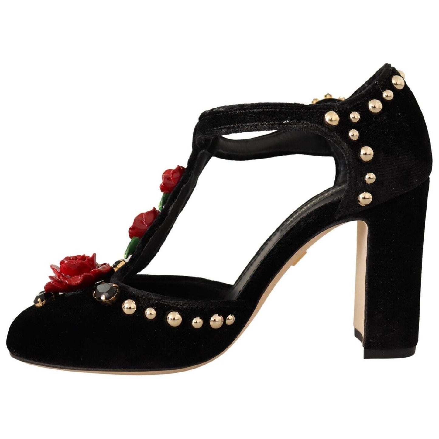 Dolce & Gabbana Elegant Velvet T-Strap Mary Jane Pumps Dolce & Gabbana Tan
