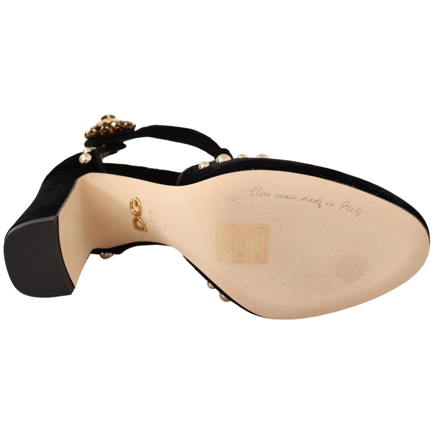 Dolce & Gabbana Elegant Velvet T-Strap Mary Jane Pumps Dolce & Gabbana Tan