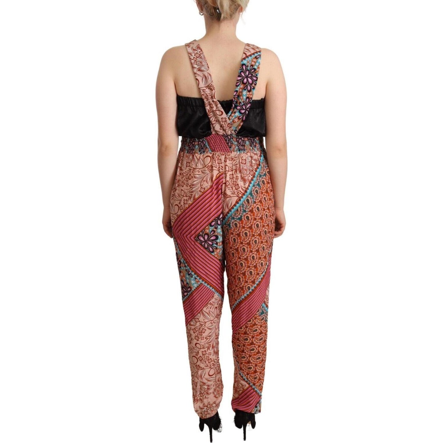 PINKO Chic Multicolor Sleeveless V-Neck Jumpsuit Jeans & Pants PINKO Rosy Brown