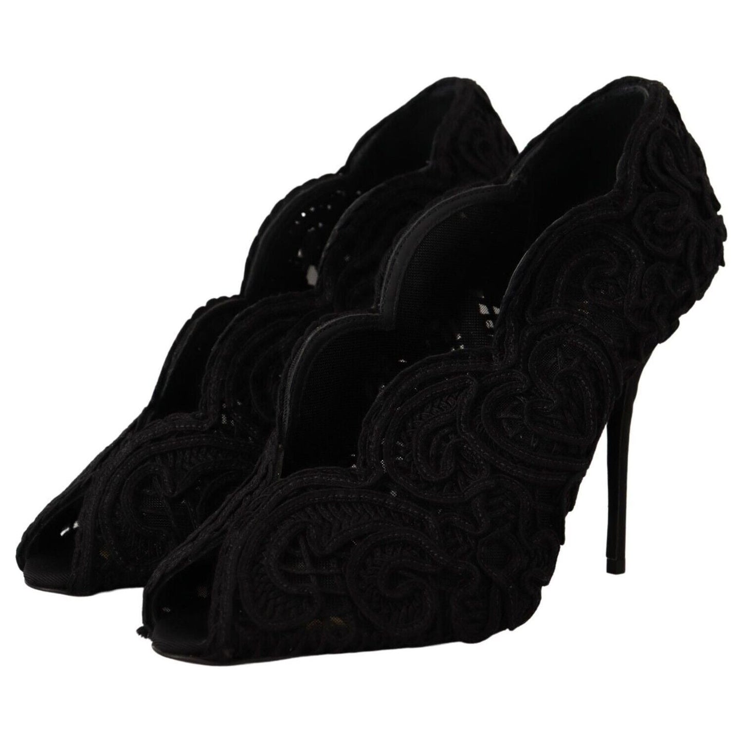 Dolce & Gabbana Elegant Black Lace Stiletto Heels Dolce & Gabbana Black