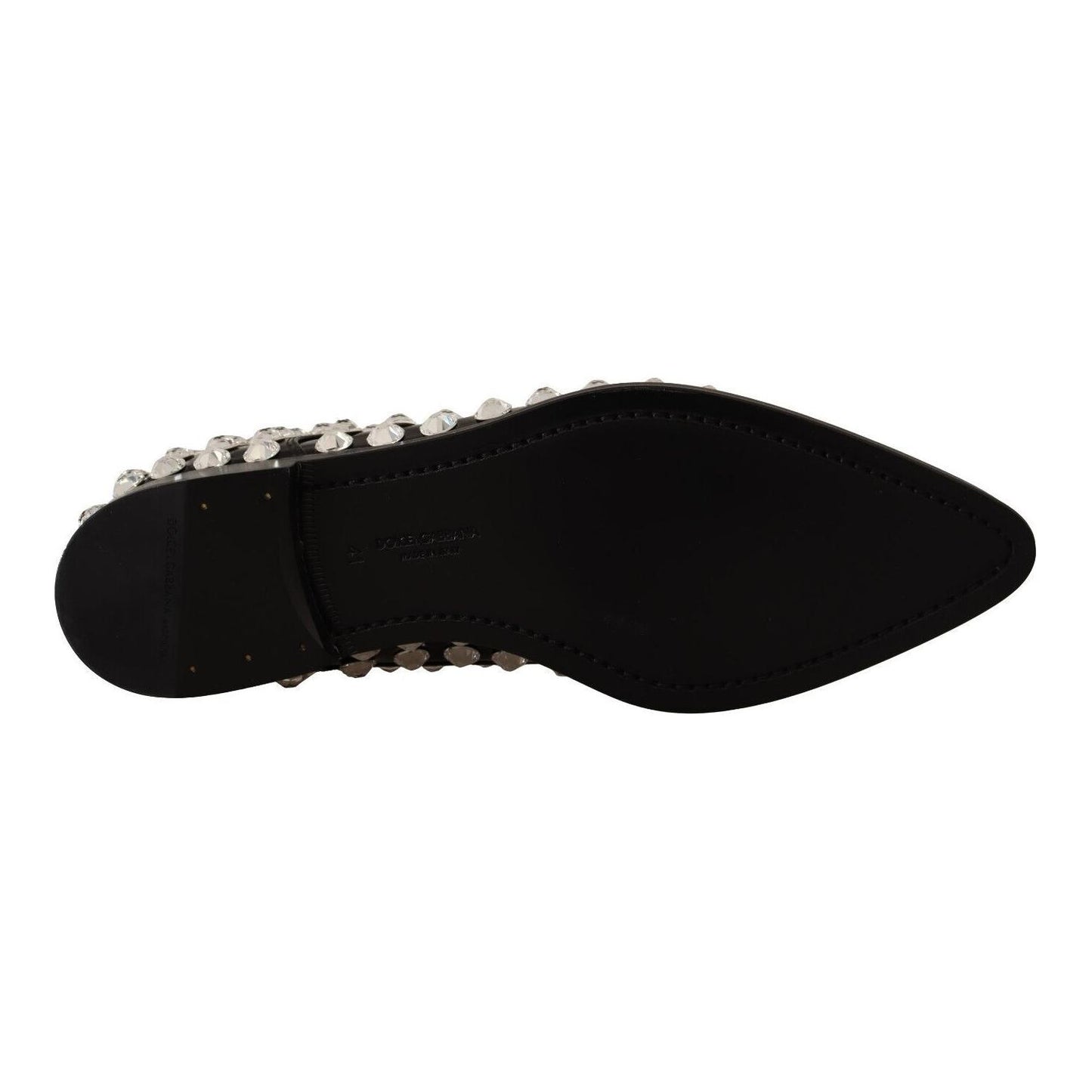Dolce & Gabbana Crystal-Embellished Leather Formal Flats Dolce & Gabbana Black