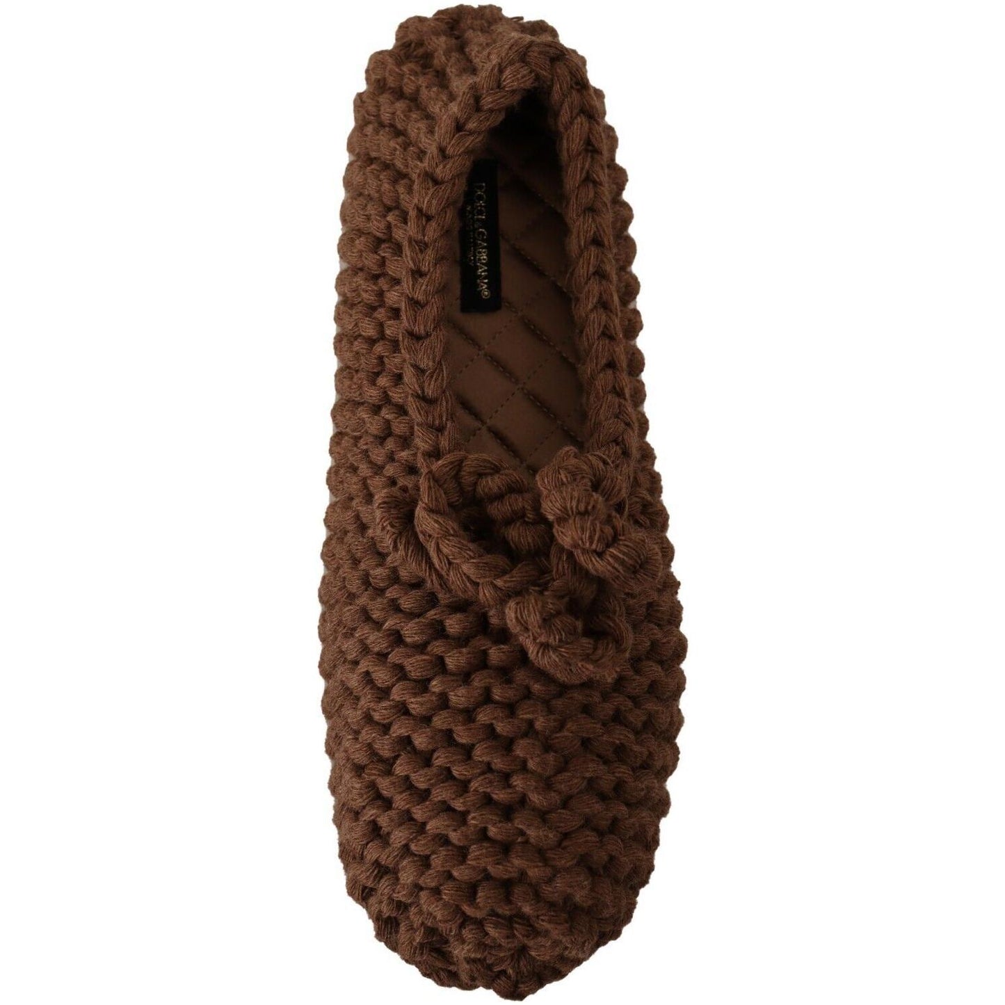 Dolce & Gabbana Elegant Wool Knit Ballerina Flats Dolce & Gabbana Dark Slate Gray