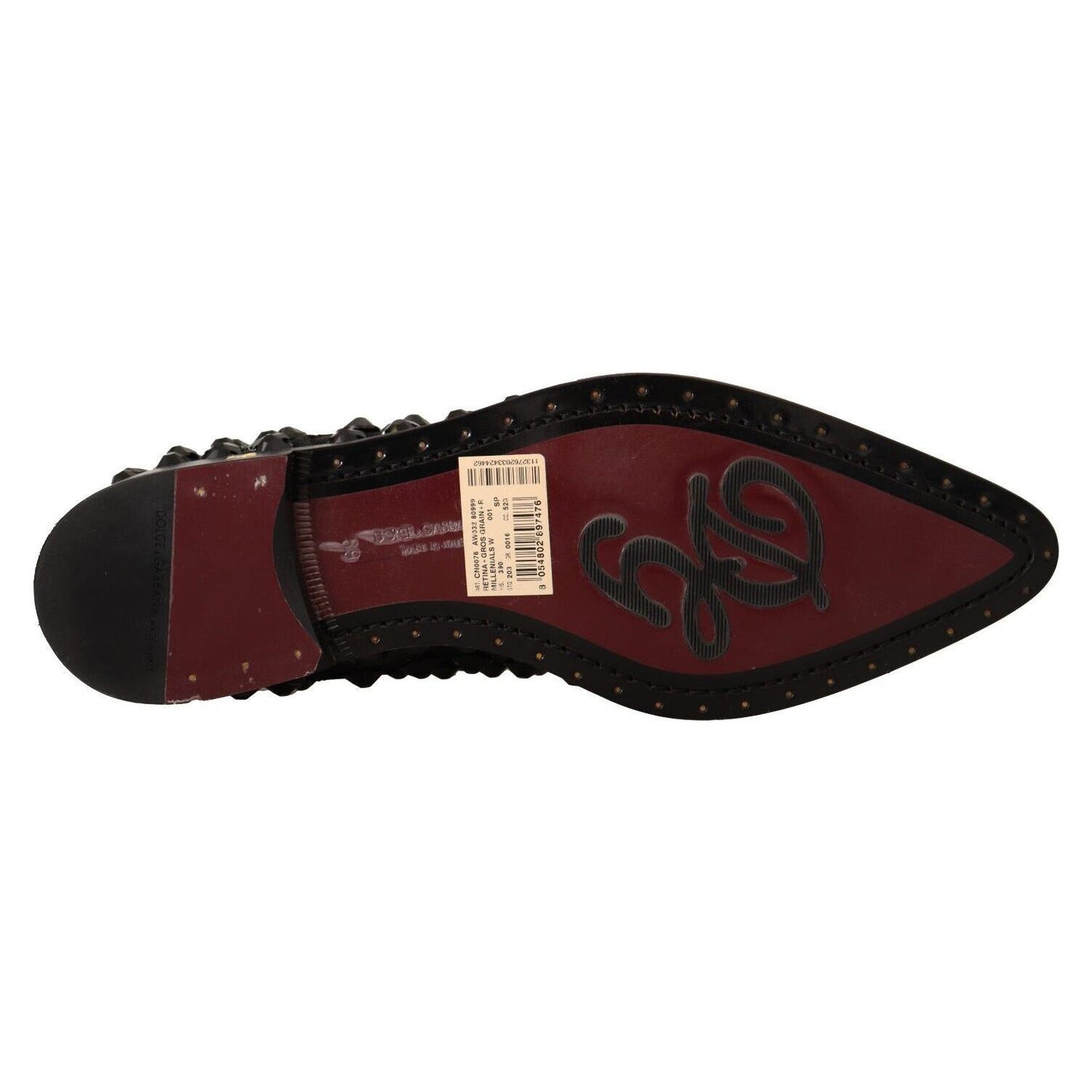 Dolce & Gabbana Elegant Gros Grain Lace-Up Jeweled Flats Dolce & Gabbana Black