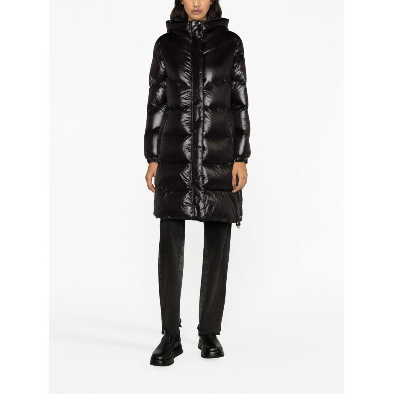 Woolrich quilted raincoat with logo patch Jackets Woolrich Black
