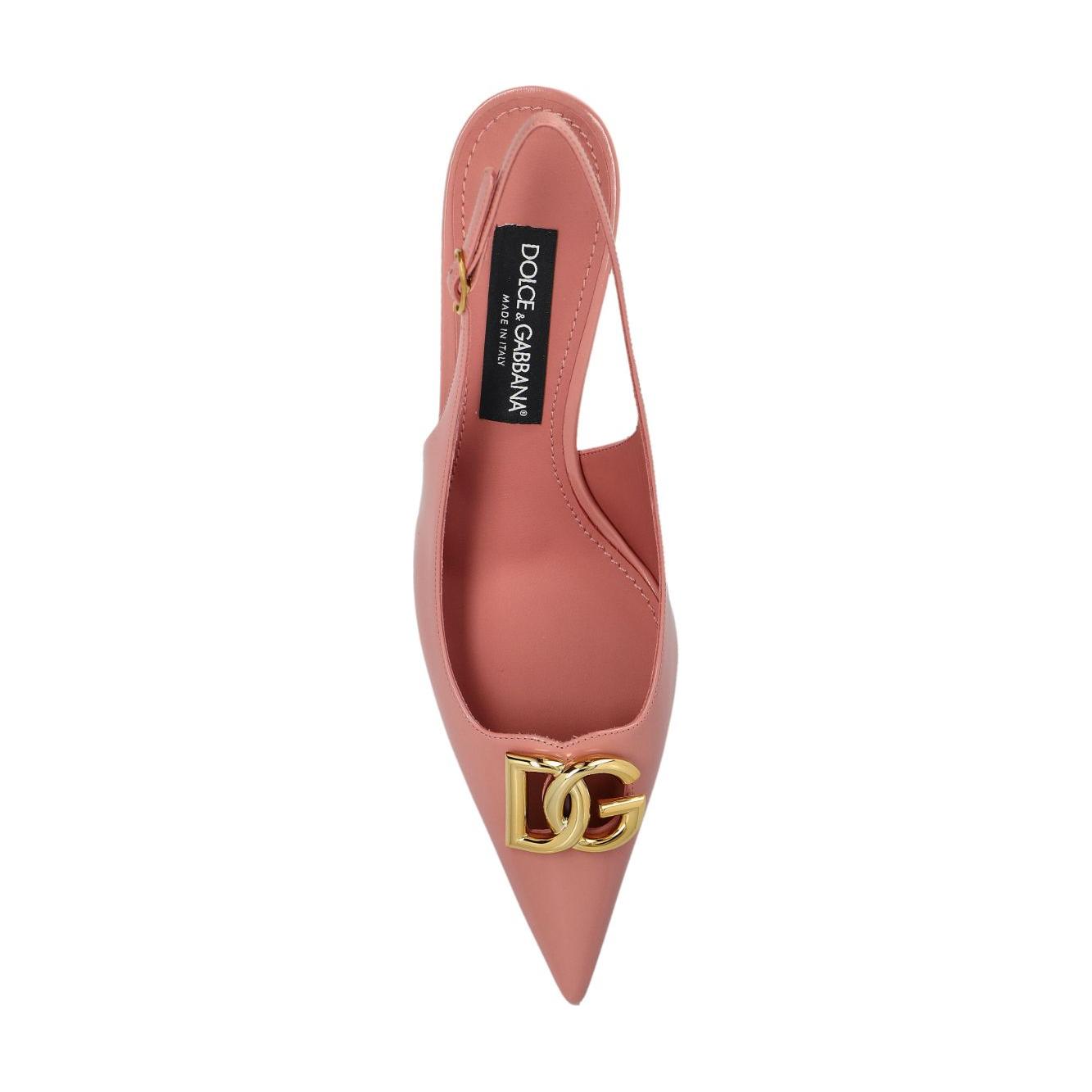 Dolce & Gabbana 65mm logo-plaque patent pumps Medium Heel Dolce & Gabbana Rosy Brown