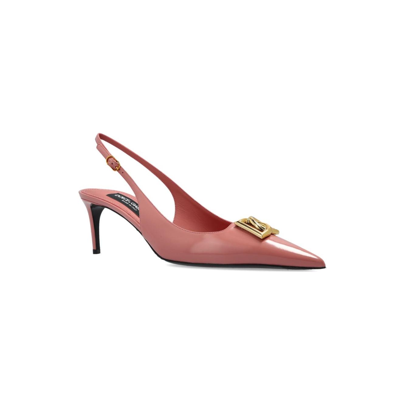 Dolce & Gabbana 65mm logo-plaque patent pumps Medium Heel Dolce & Gabbana Rosy Brown