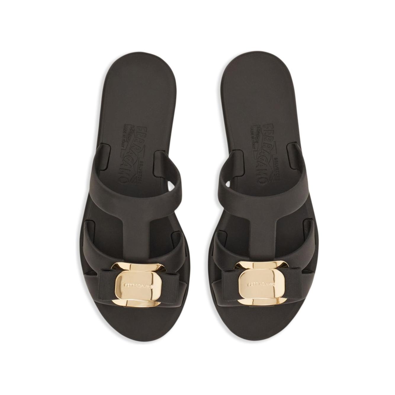 Ferragamo New Vara plate strappy slide Sandals Ferragamo Dark Slate Gray