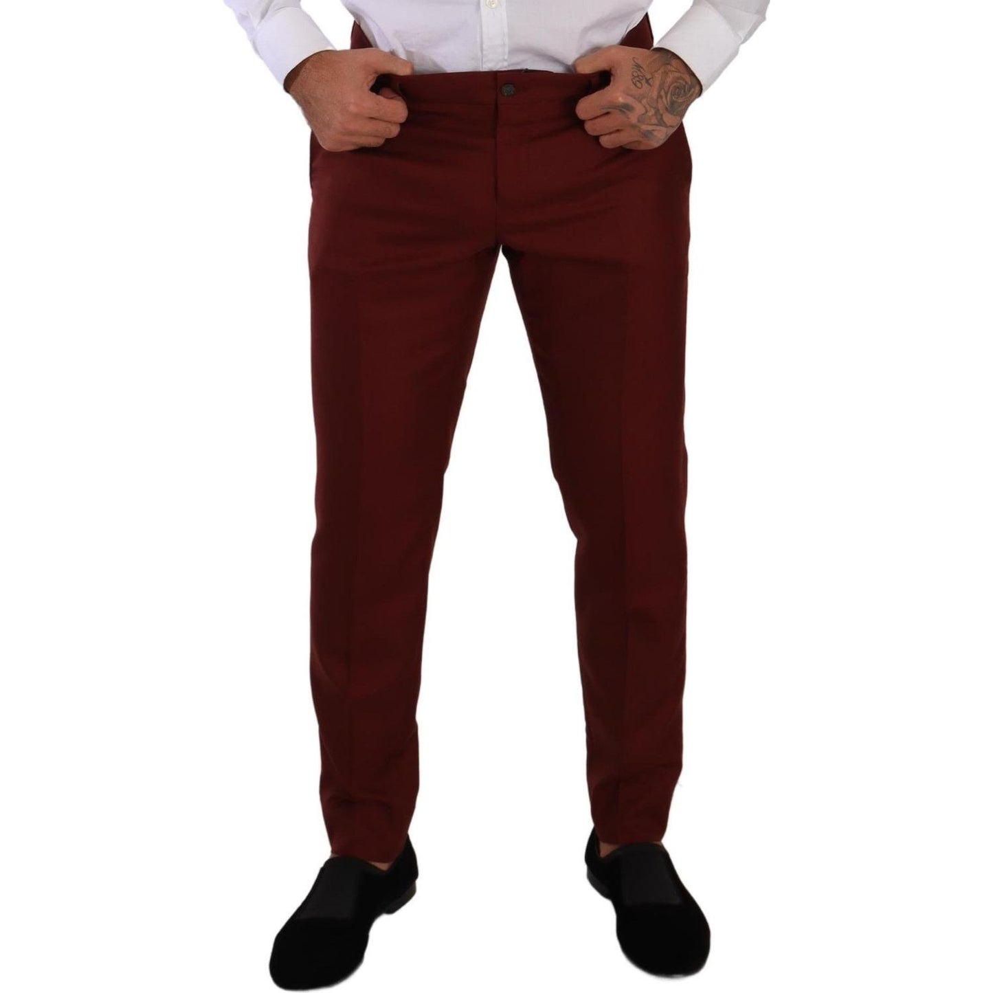 Dolce & Gabbana Elegant Cashmere-Silk Red Dress Pants Dolce & Gabbana Black
