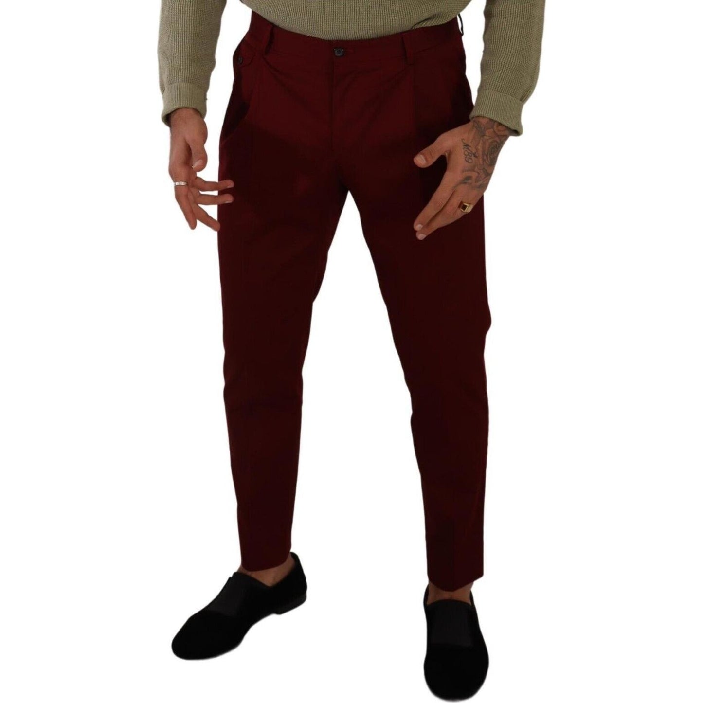 Dolce & Gabbana Elegant Dark Red Dress Chinos for Men Dolce & Gabbana Black