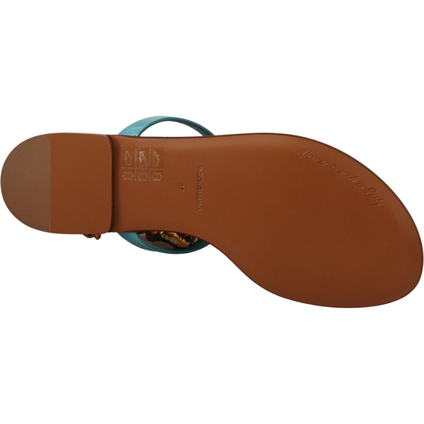 Dolce & Gabbana Chic Gladiator Flats with Heart Devotion Detail Dolce & Gabbana Saddle Brown