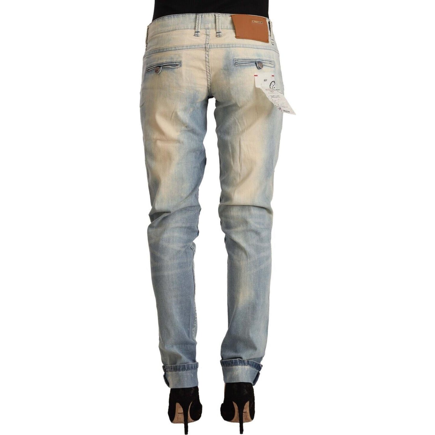 Acht Chic Light Blue Skinny Cotton Jeans Acht Light Slate Gray