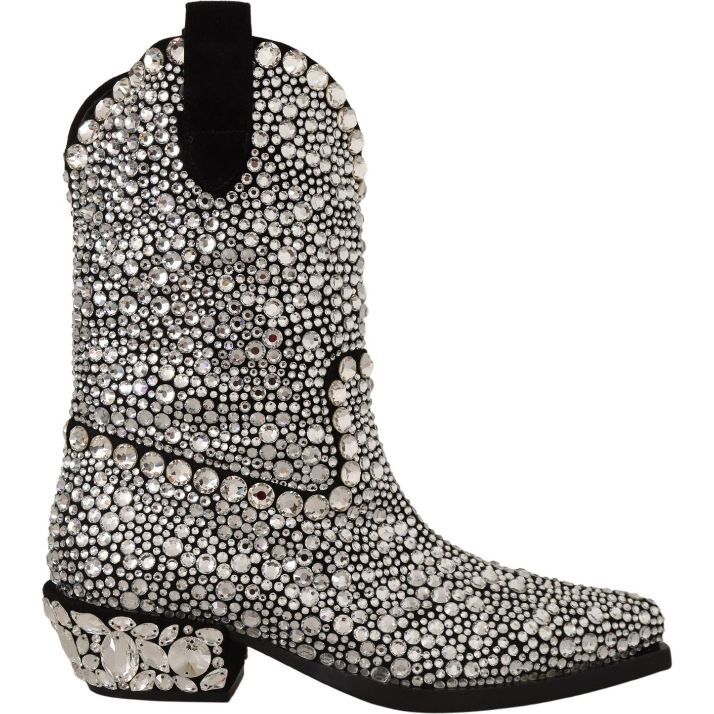 Dolce & Gabbana Crystal-Embellished Black Suede Boots Dolce & Gabbana Dark Gray